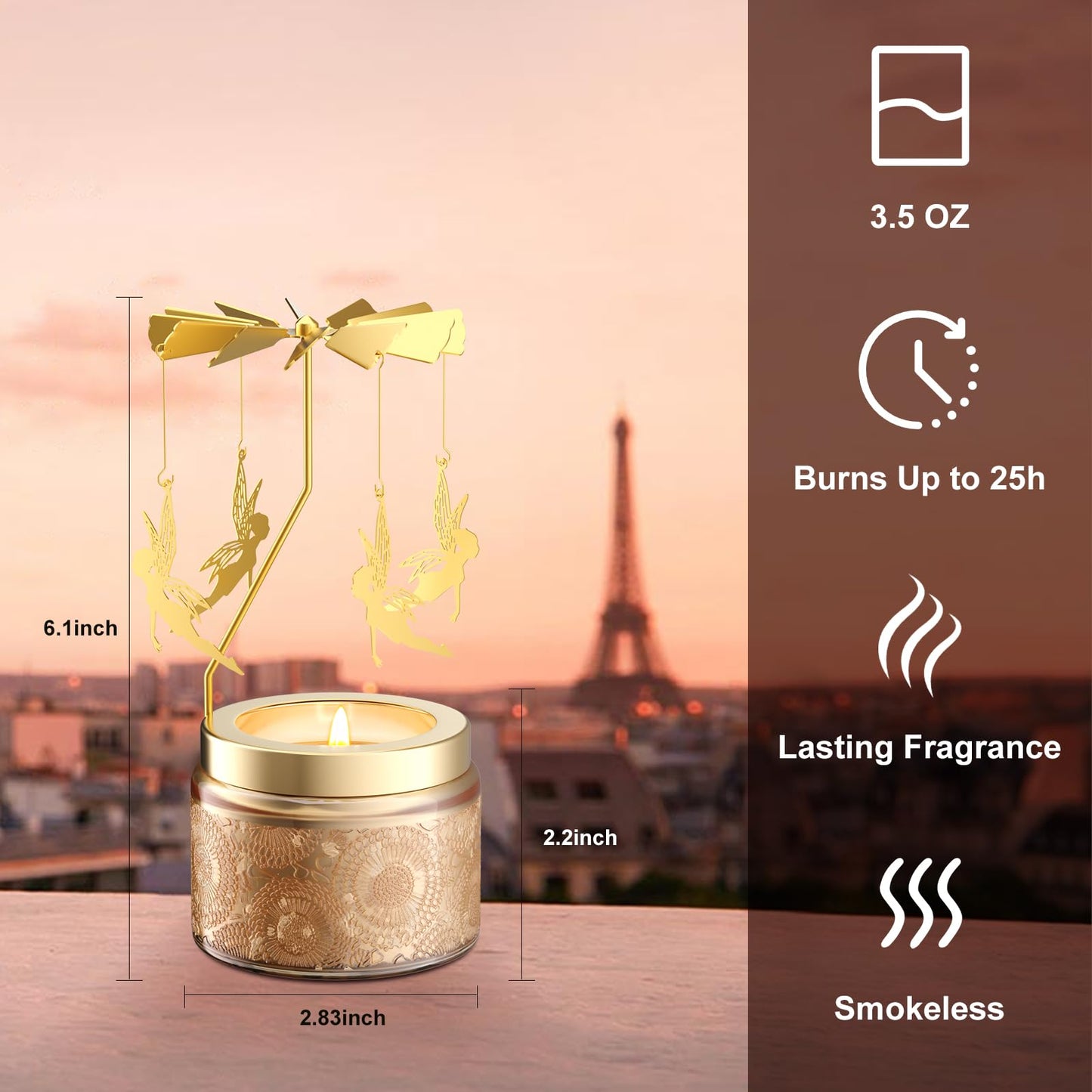 Rotatable Osmanthus Flower Scented Candle, Gifts for Women, Single-Wick with 20 Hours of Burn Time, Ideal for Creating Relaxing Ambience & Holiday Gifting (Angel)