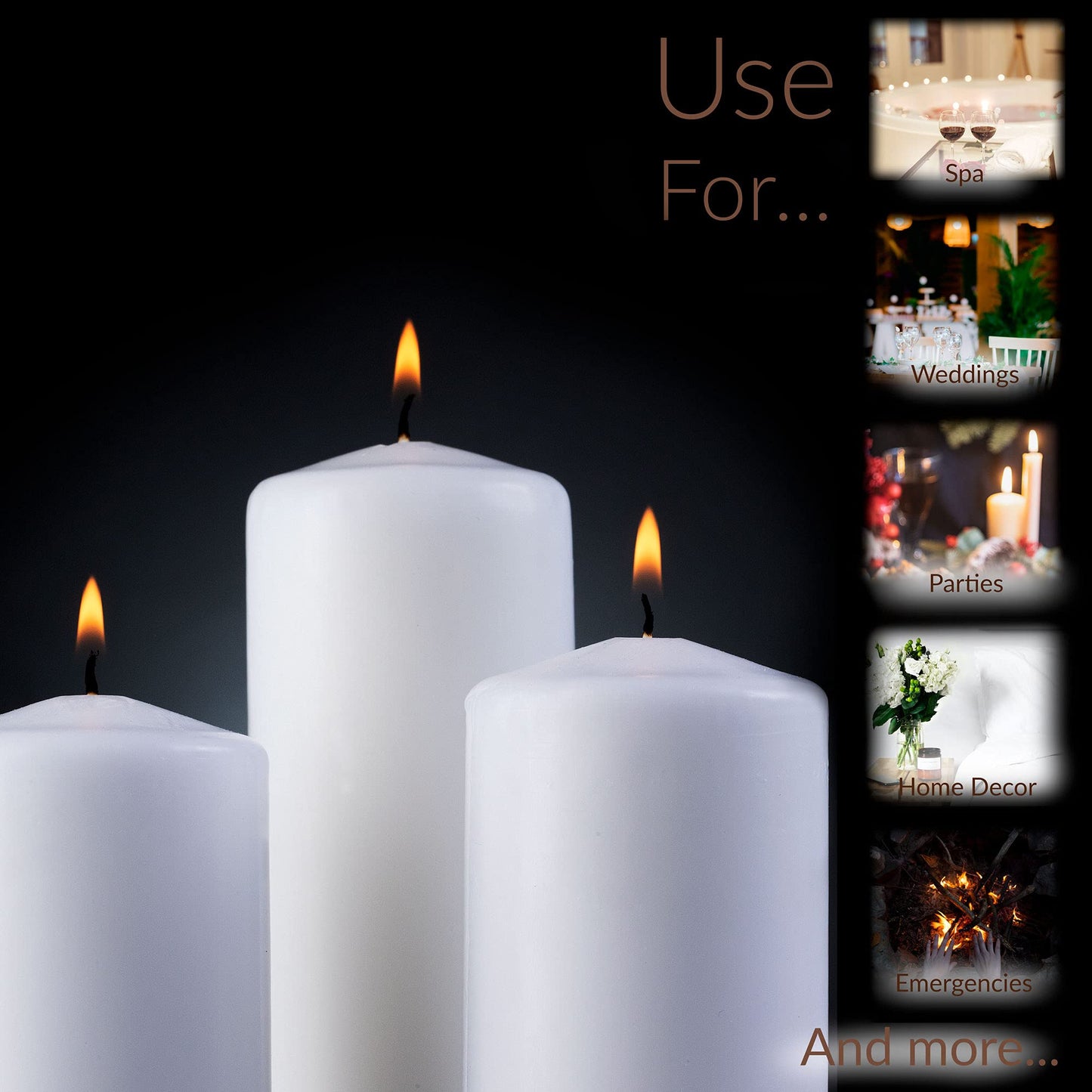 SPAAS White Dripless Pillar Candles - 9 Pack | 6 Inch Large White Unscented Candles for Home Decor, Memorial, Vigil, Parties, Wedding, Decorative Lantern