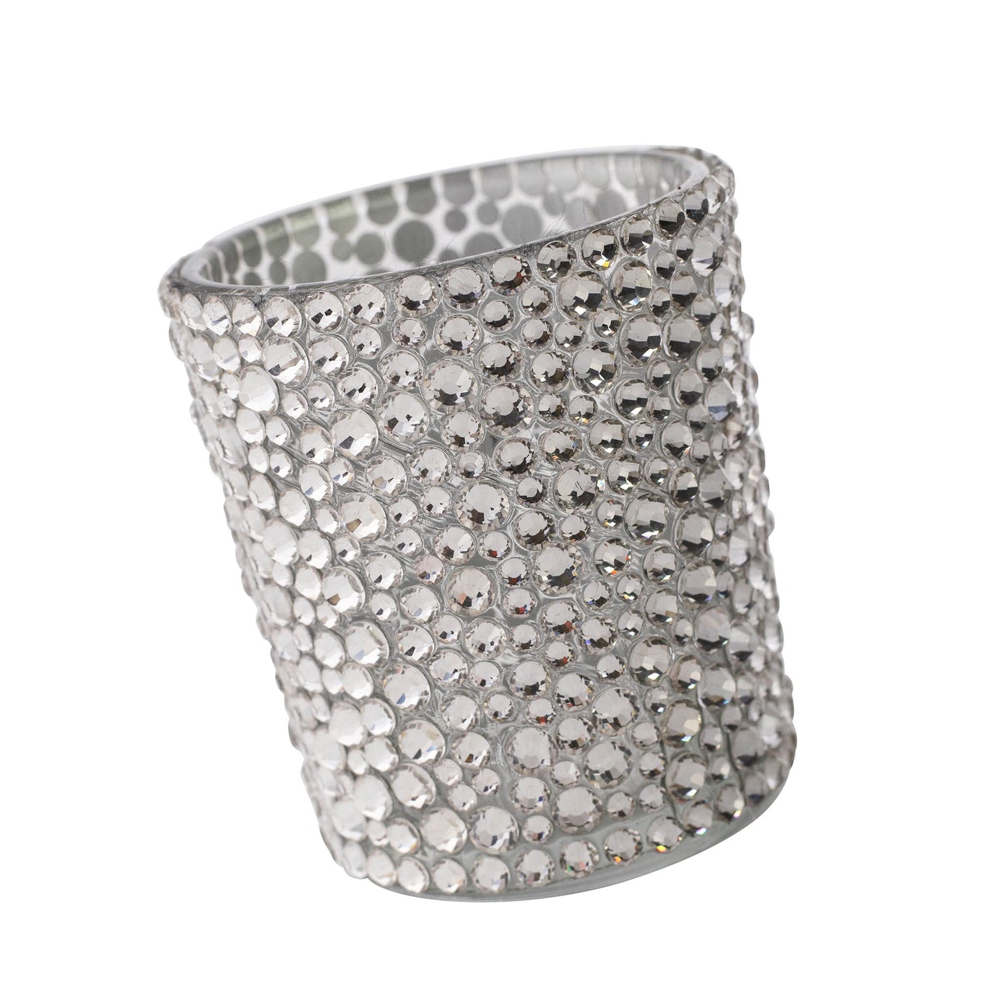 Strass Votive Holder, Glass, Sparkling Rhinestones, Candlelight, for an Elegant, Romantic Aesthetic, Silver, 2", Sold Individually