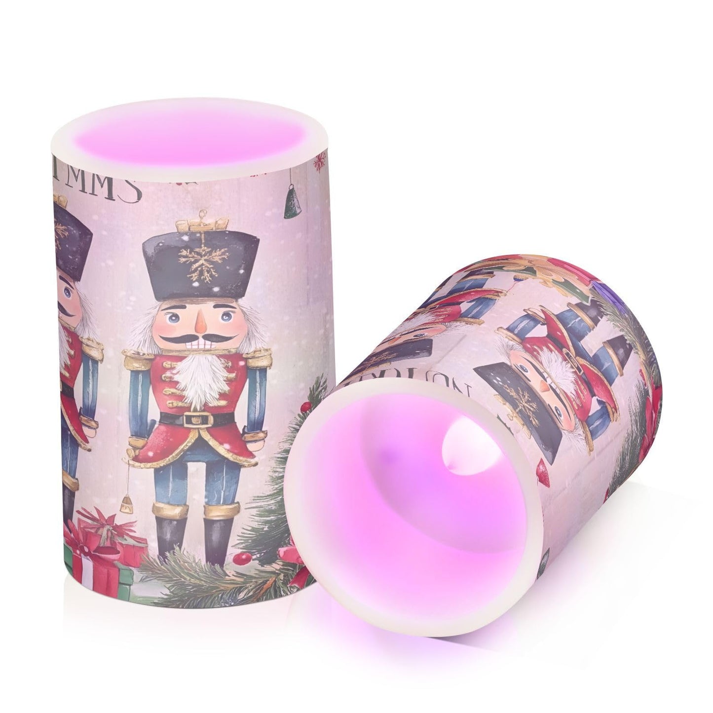 ALAZA Flickering Flameless Candles Christmas Nutcracker Garden Soldier Battery Operated Candles with Remote Timer LED Pillar Votive Candles Set of 2 for Holiday Decor