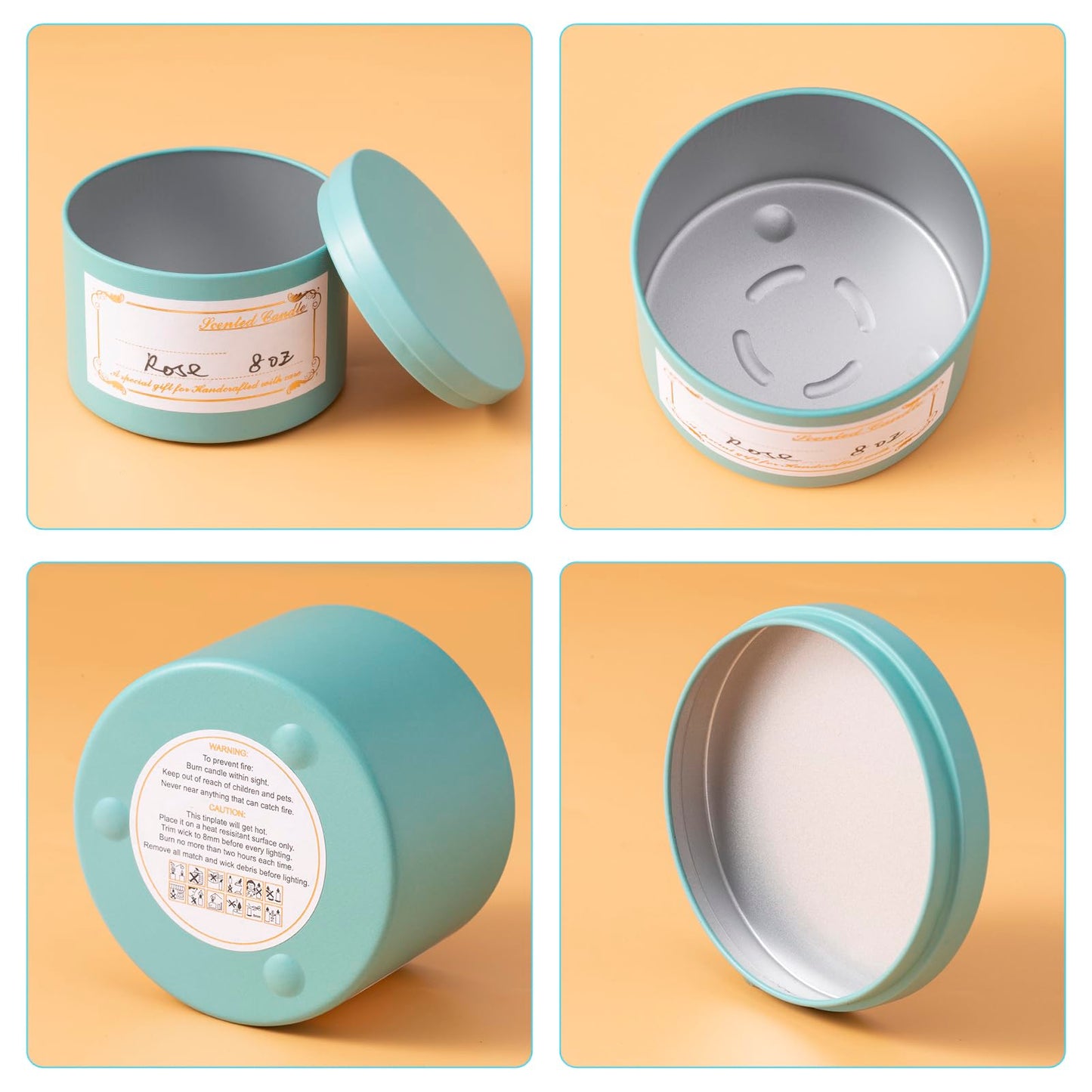 MeiGlow Empty Candle Tins for Making Candles, 24 Pack(12 Colors) 8 oz with Lids, Cotton Wicks, Wick Stickers, Holders, Labels, Pink Ribbon and Transparent Bags (8 oz)