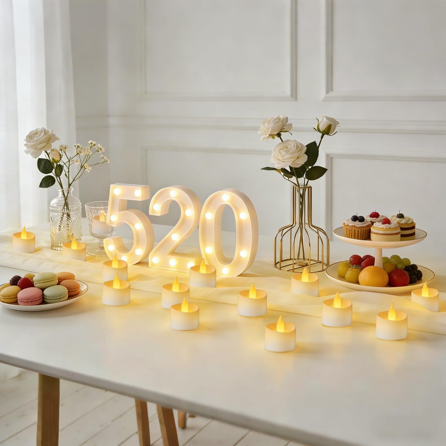 Eloer Dual-Flame Flickering Flameless LED Tealight Candles, Battery Operated Tea Lights with Warm Yellow Glow, 200+ Hour Long-Lasting Fake Candles for Home Wedding Votive Decor (White, 12 Pack)
