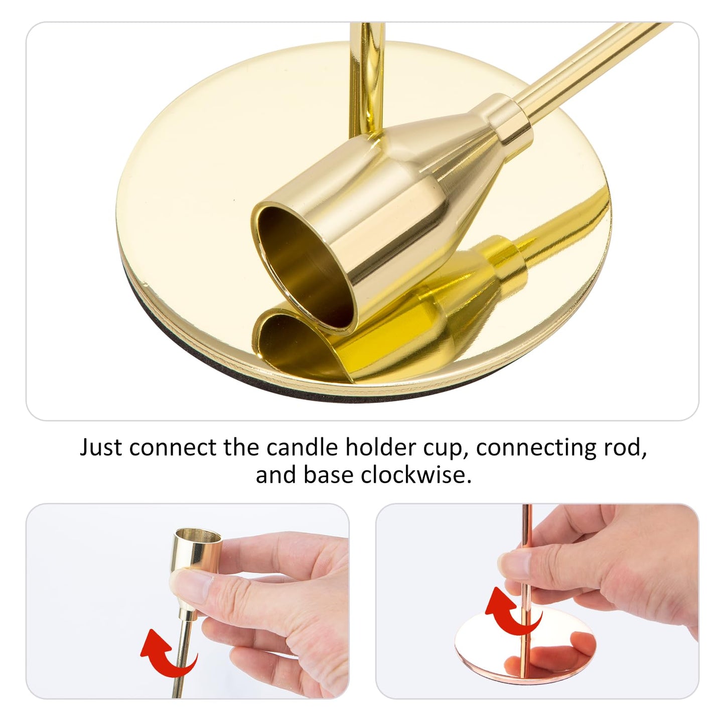 Gold Taper Candle Holders, Candlestick Holders, Candle Holders with 3 in 1 Candle Accessory Set, Metal Candle Stand for Mantle Table Centerpiece, Weddings, Dining, Housewarming(Set of 6)