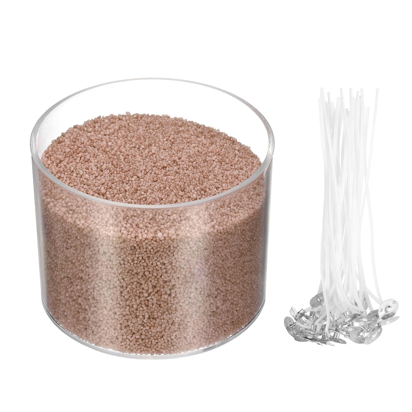 MECCANIXITY Pearled Sand Candles with 20 Pcs Wicks 7Oz / 200g Candle Beads Refillable Powder Sand Wax Making Kit for Thanksgiving Christmas Wedding Party DIY Home Crafts, Brown