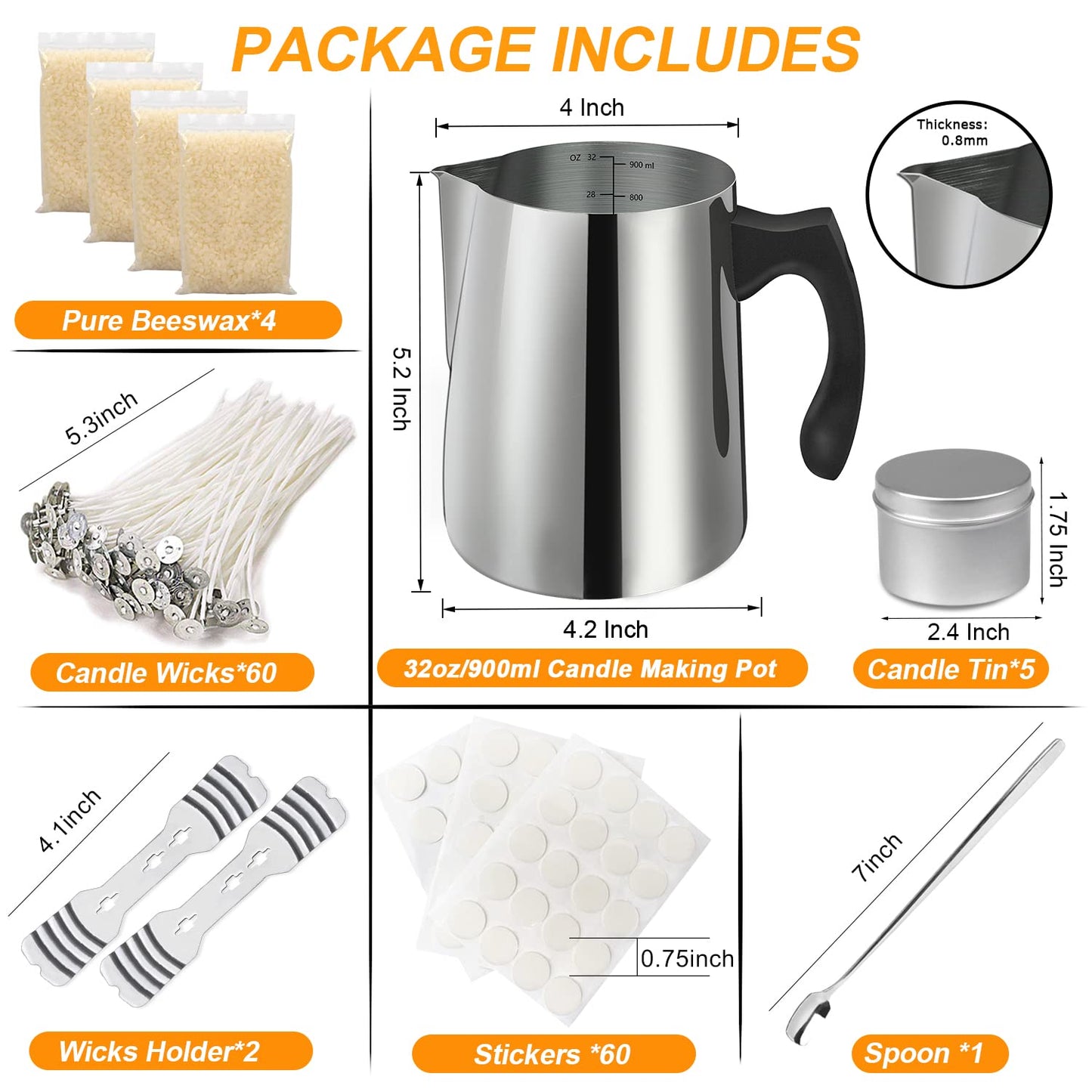BBAXI Candle Making Kit Supplies Tools - Soy Beeswax DIY Crafts Candle Wax kit Supply Set for Adults Beginners Candle Melting Pouring Pot with Jars Wick Sticker Holder Spoon