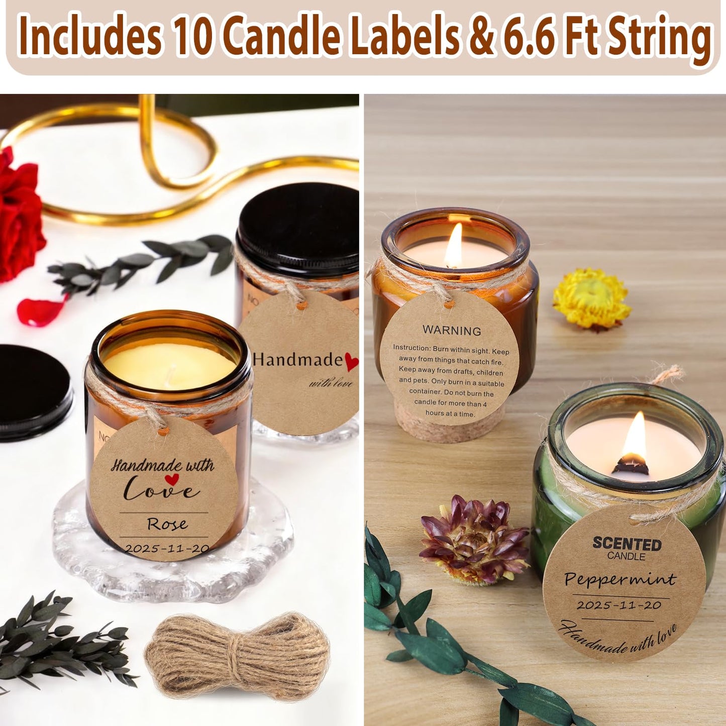 Multiwins 130 Pcs Candle Wicks for Candle Making Kit: 100 Cotton & 30 Wood Wicks with Complete Tool Set (Wick Holders, Wick Stickers, Candle Tabs, Tweezers, Pen), for Soy Beeswax DIY Candles