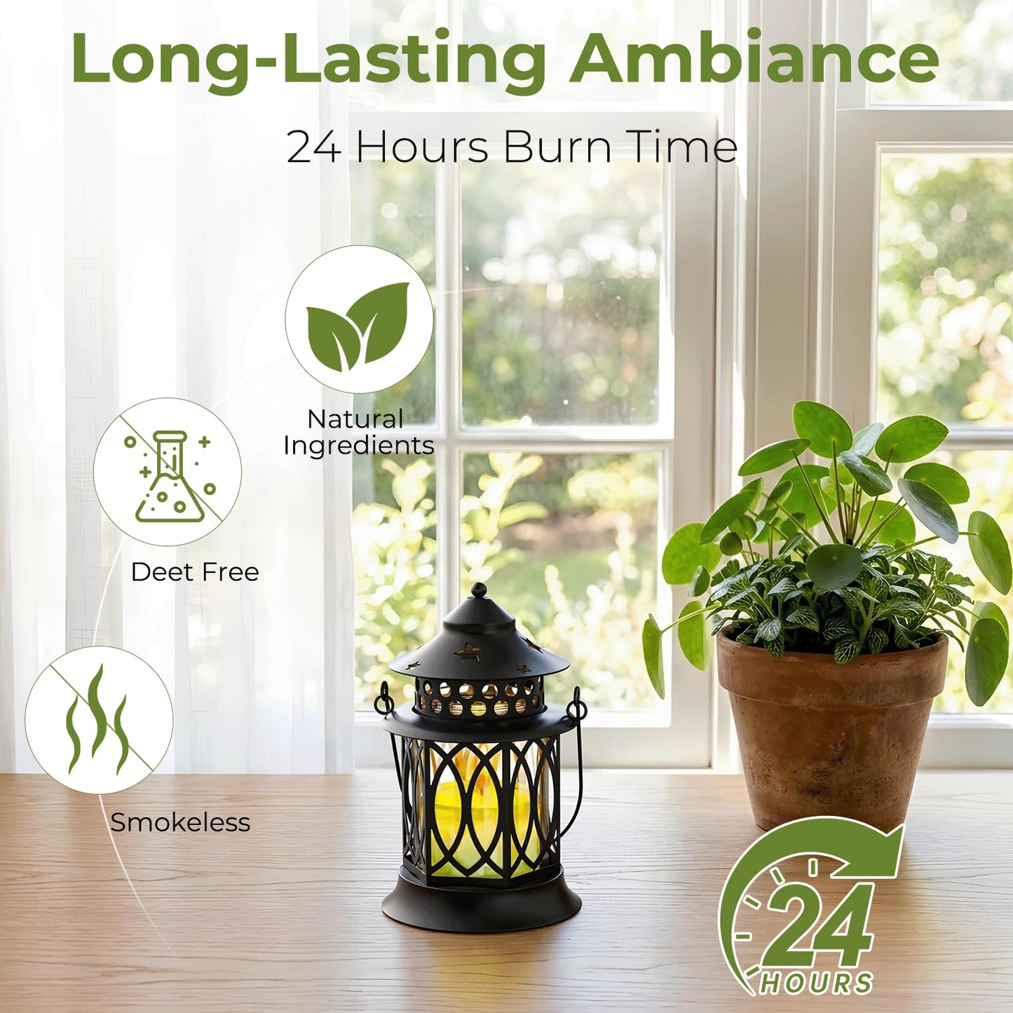Citronella Candles Outdoor, 2 Pack Lemongrass Scented Soy Wax Candles with Metal Lantern Holder, Outdoor Candle Set for Patio Garden Camping Decor, Gift Set