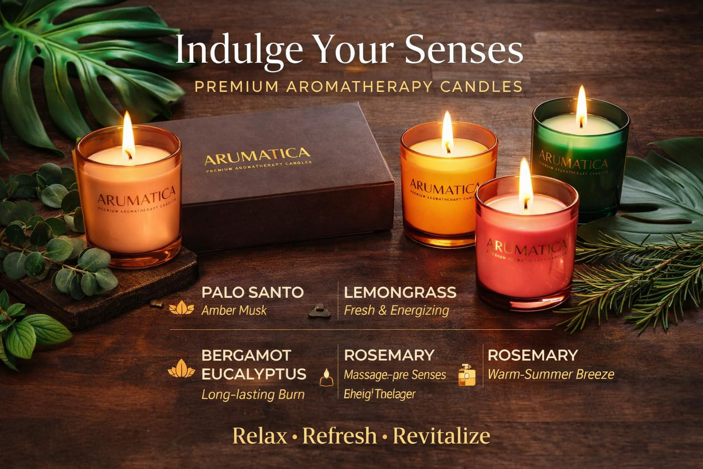 Premium Aromatherapy Candle Set | Stress Relief Soy Wax Candles with Relaxing Scents | Scented Candles for Home Yoga, Meditation & Spa | Luxury Candle Gift Set (4 Pack, 5oz Each) Total 20oz