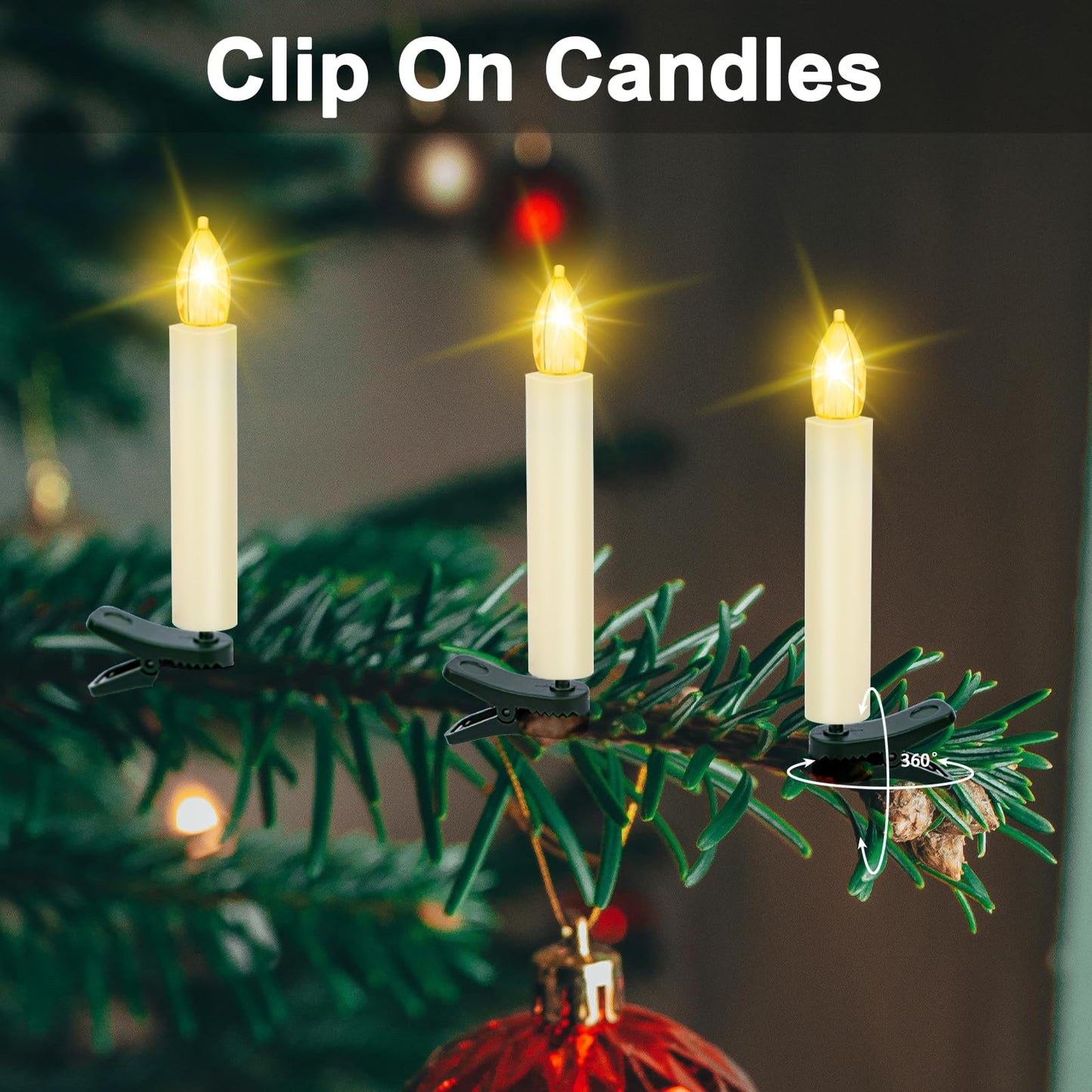 TECHLONG 30 PCS Flickering Christmas Tree Candle Lights, Clip on Candles for Christmas Tree Battery Operated with Remote Timer, Flameless LED Window Candles for Home Christmas Party Decoration