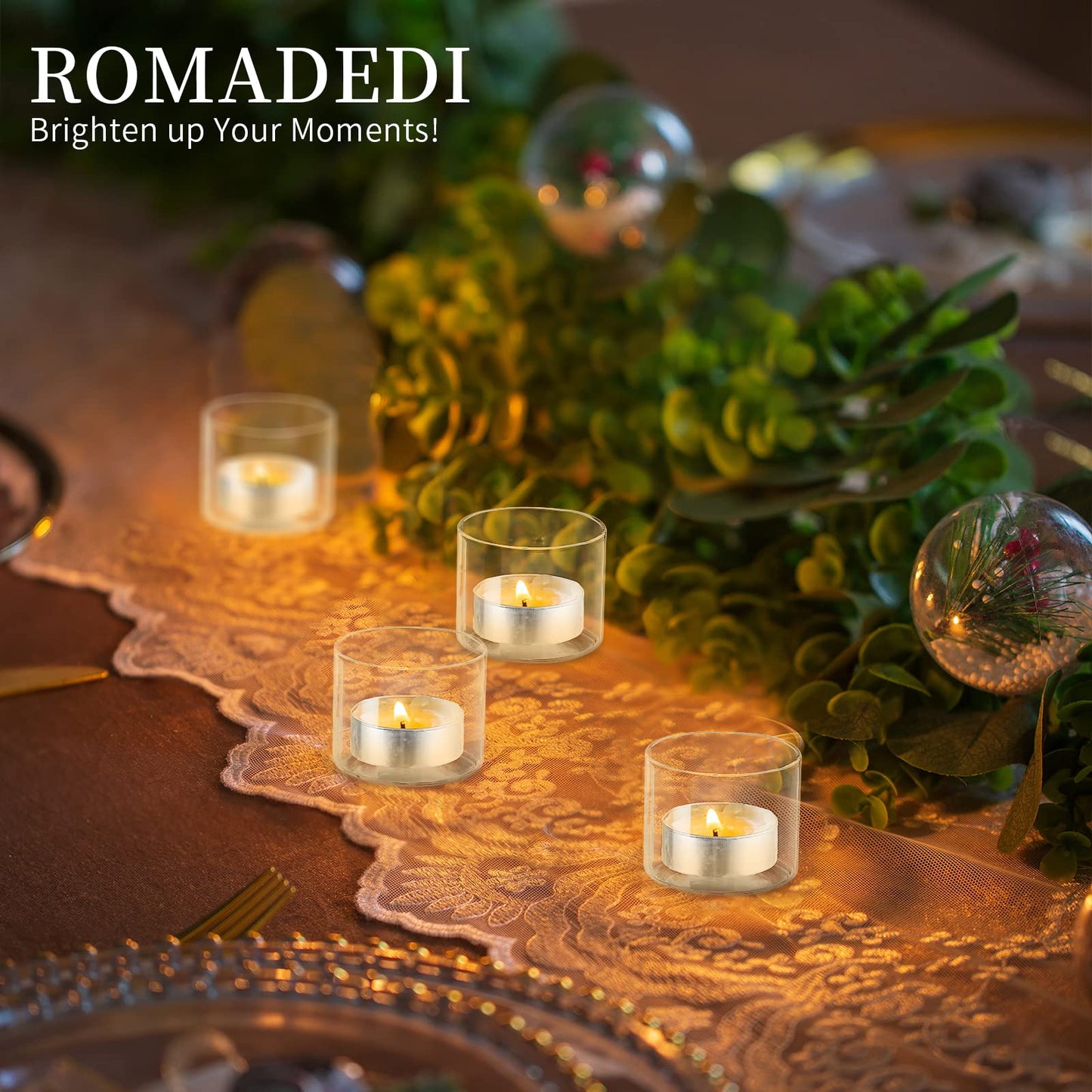 Wedding Votive Tea Light Holders - Mini Clear Glass Tealight Candle Holder as Candlelit Dinner Party Events Birthday Reception Centerpiece Decor Accessories, 20+Extra 4