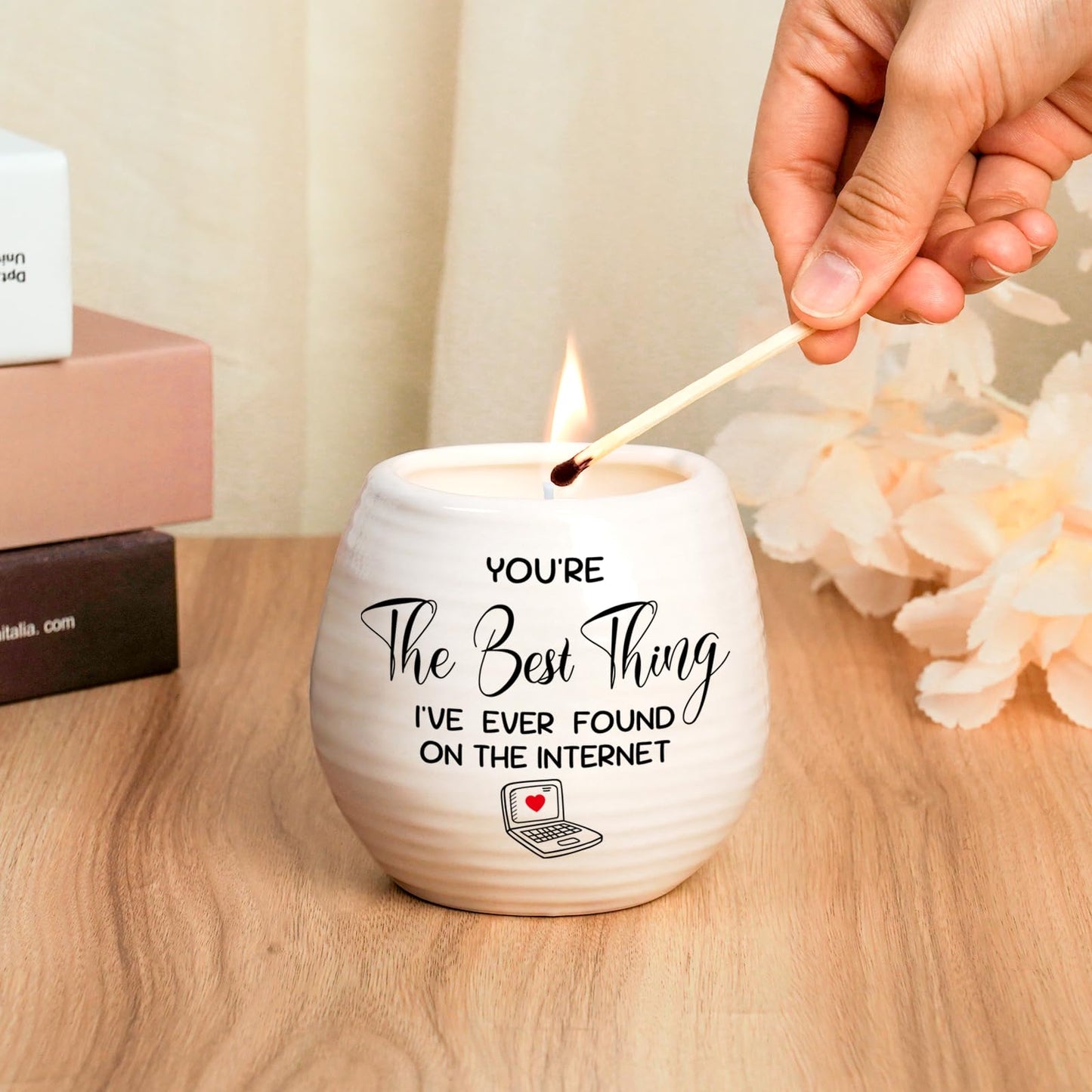 Gifts for Her Girlfriend Wife, Girlfriend Birthday Gifts, 10 Oz Handmade Ceramic Lavender Scented Candle, Valentines Anniversary Christmas Gift for Her Gilrfriend, Romantic Candles