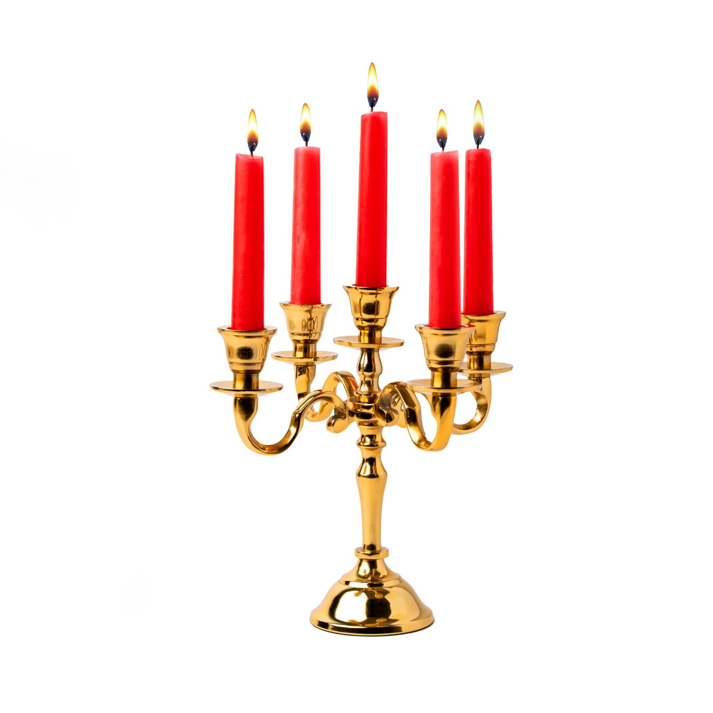 Rely+ 5 Arm Baby Candelabra Gold Glossy 8 Inch Taper Candle Holders Gothic Decorations Candlesticks Holder Home Decor Wedding Parties Centerpiece for Dining Table