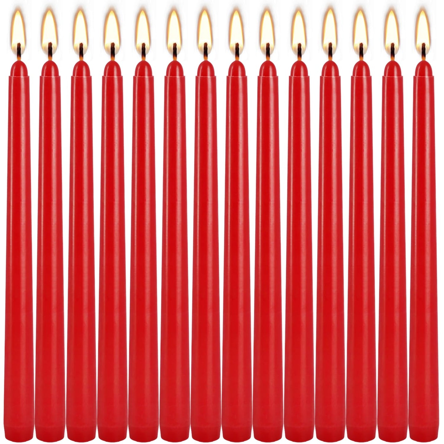 WPONSZU 14 Pack Tall Red Taper Candles 10 Inch Unscented Dripless Candlesticks for Christmas,Valentine's Day,Dinner,Party,Brithday,Wedding and Home Decoration - 8 Hour Burn Time.