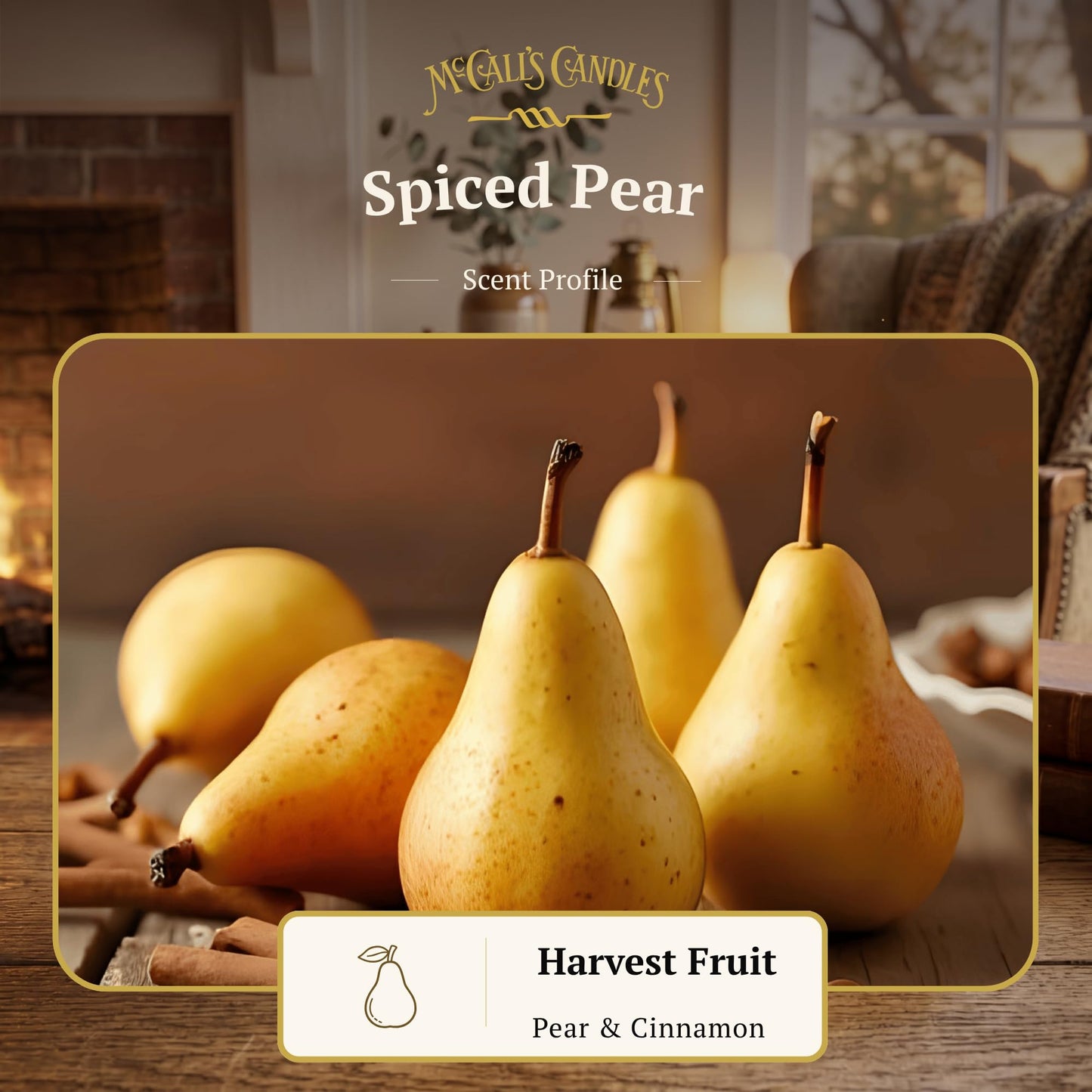 McCall’s Candles | Spiced Pear | 16 oz Scented Candle | USA-Poured | Vintage Rustic Jar with Carrying Handle | Cozy Fall-Inspired Fragrance