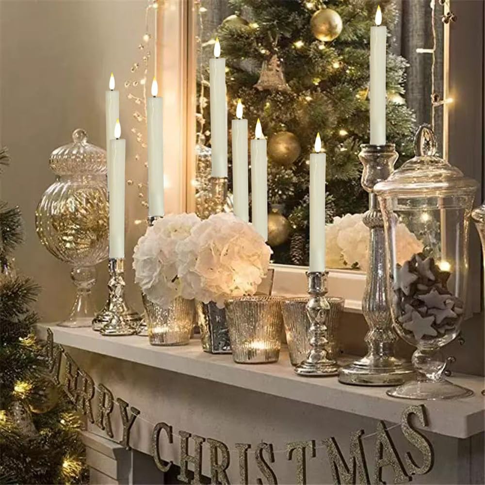 24 Pcs Flameless LED Taper Candle Battery Operated Flickering LED Candle with Warm Light for Church Valentines,Wedding, Halloween, Christmas, Battery Not Included
