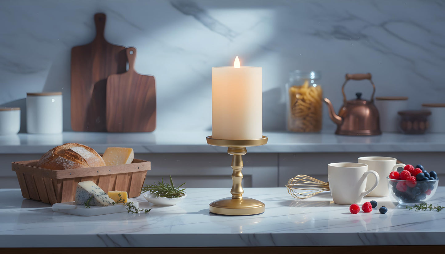 CozierGlow Flameless Pillar Candles Flickering with Remote Timer, Battery Operated LED Candles Up to 400 Hours, 3D Moving Flame Real Wax Candles, D4 x H6, Remote Included (Ivory, 4inx6in)