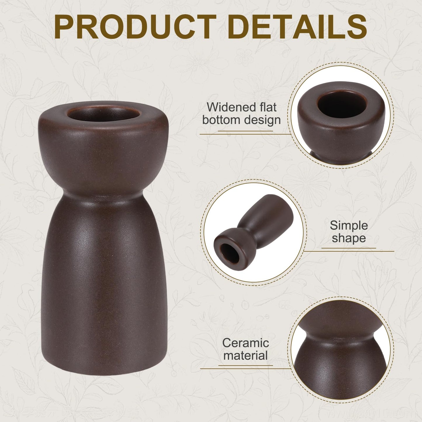 uxcell 2 Pack Candlestick Holder Black Brown Ceramic Taper Candle Holder Candle Stand Holders Modern Style Decoration for Centerpiece Tabletops Anniversary