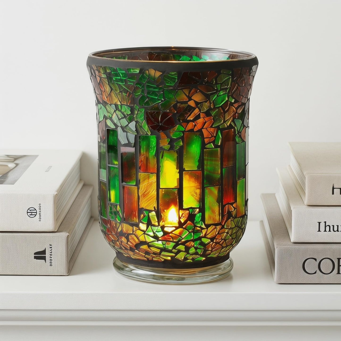 VINTORKY Candle Jar European Style Glass Candlestick Table Centerpiece Farmhouse Decor