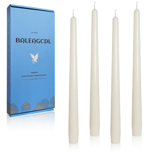 Smokeless Unscented Milk White Taper Candles 10 Inch Long Lasting Burn Taper Candlesticks Elegant for Home Wedding Decorations