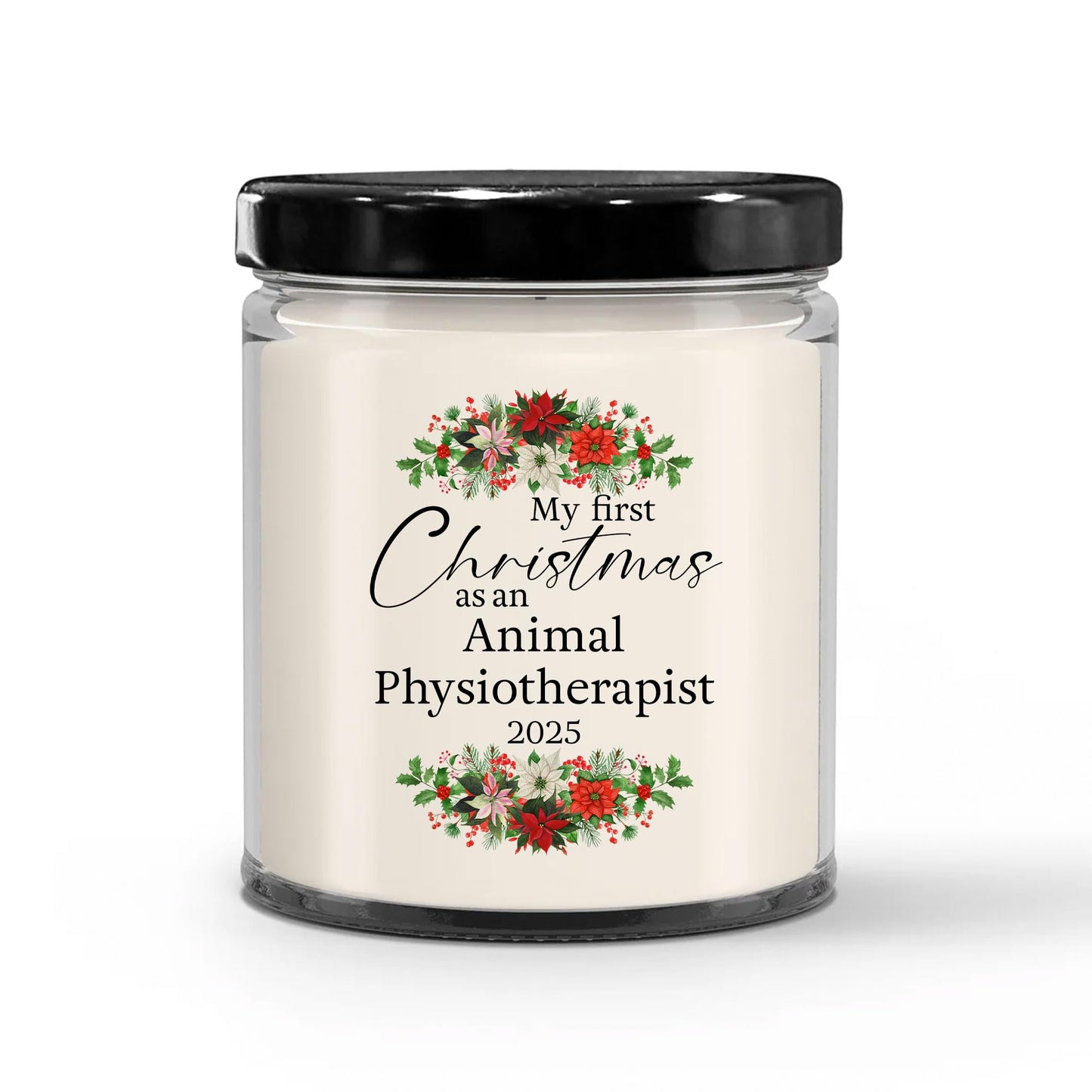 My First Christmas as an Animal Physiotherapist 2025 Candle - Unique Gifts for New Coworker Veterinary Physiotherapist Employee Boss Manager - 9oz Vanilla Scented Soy Wax