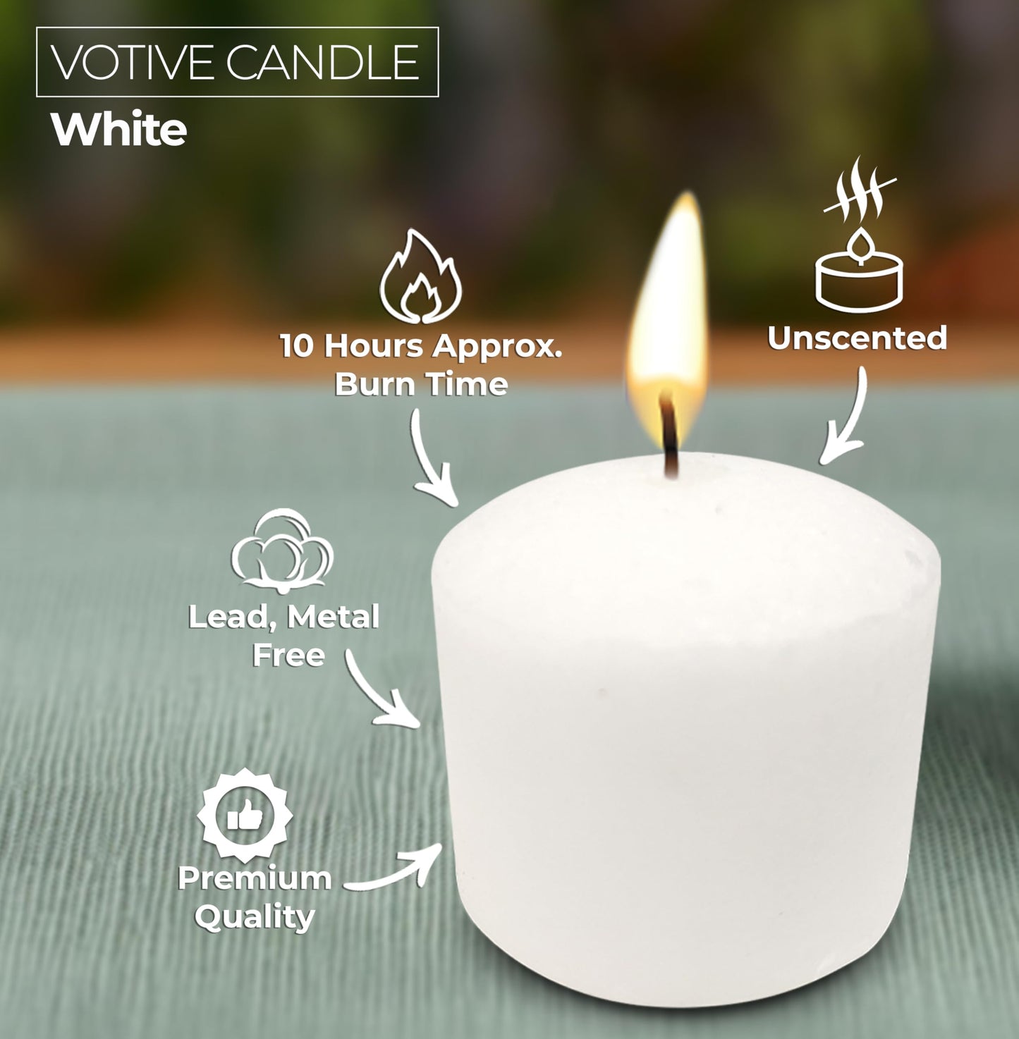 Hyoola Votive Candles - 10 Hour Burn Time - Unscented Candles Votives Bulk - Pack of 50 White Candles - European Made