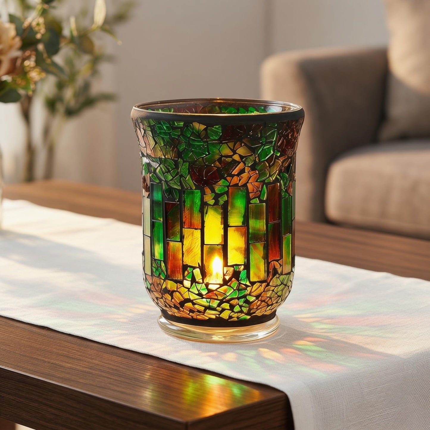 VINTORKY Candle Jar European Style Glass Candlestick Table Centerpiece Farmhouse Decor