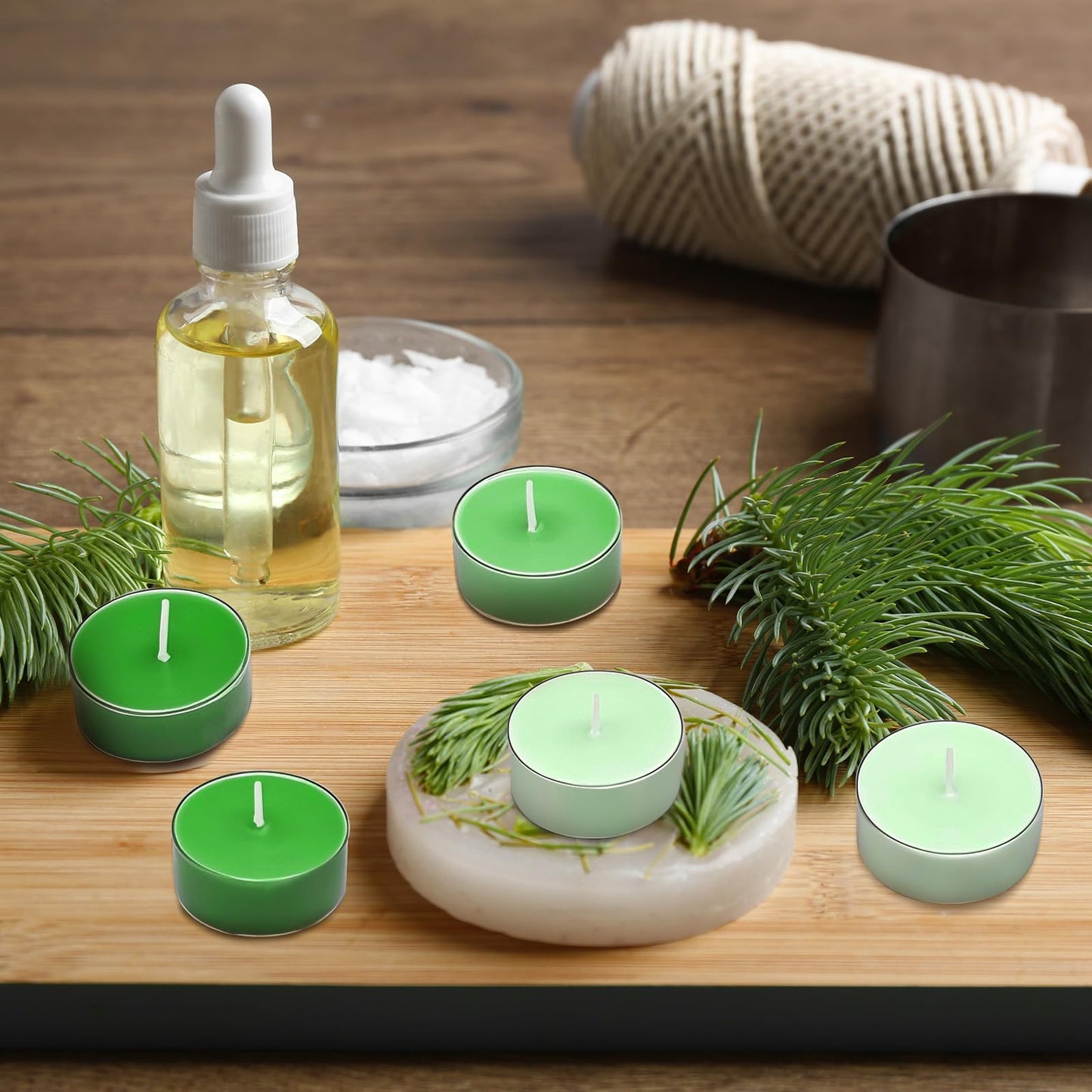 Honoson 12 Pack Green Tea Lights Candles Green Round Tea Light Natural Wax Scented 6 Scents Conversation Candle for Spring Easter Wedding Engagement Gifting Aromatherapy Anniversary Summer Home Decor