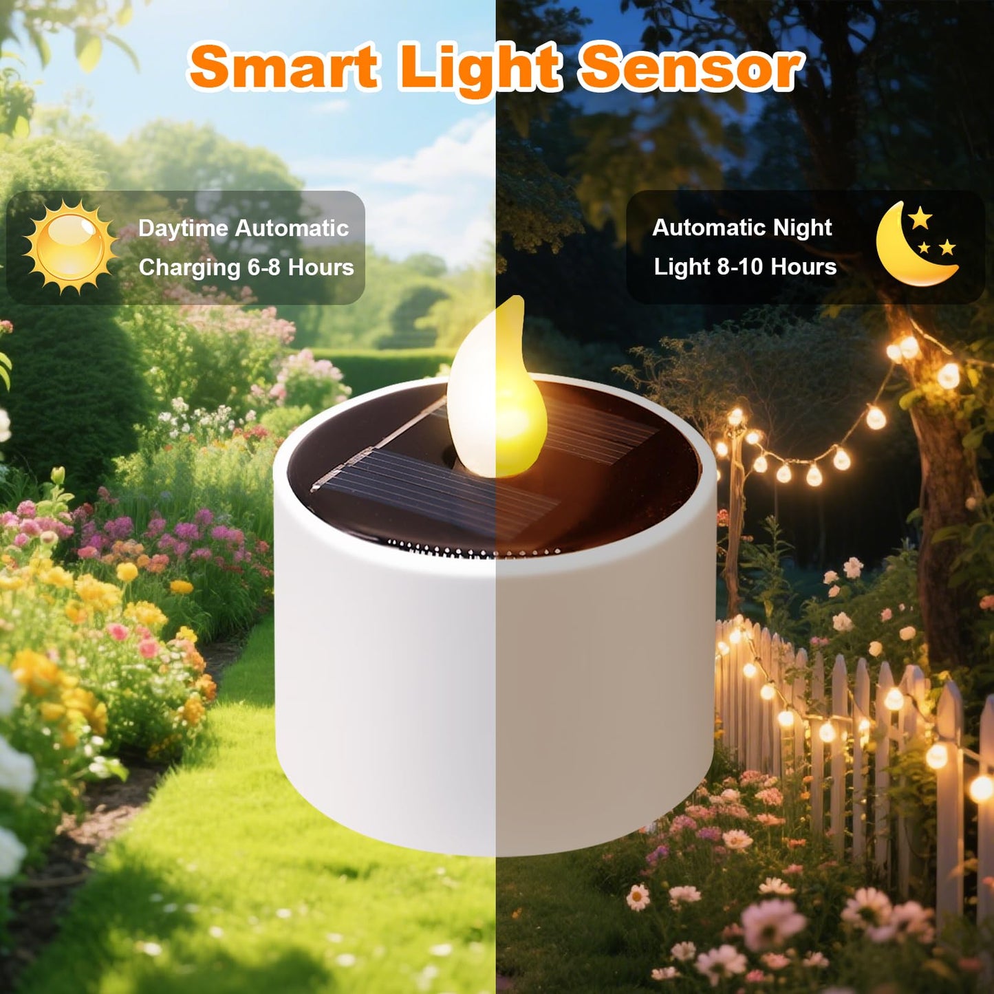 ANGMLN 8pcs Solar Tea Lights Outdoor Waterproof, Flameless Flicker LED Solar Candles with Dusk to Dawn Sensor, Reuseable Tea Light Candles for Lantern Garden Camping Party Home Decor,2.3''x2.1''