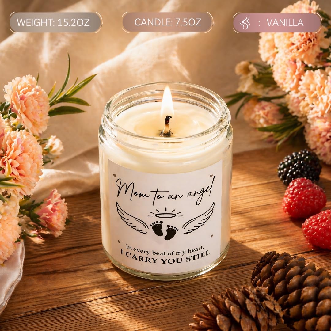 Miscarriage Gifts for Mothers, Mothers Day Gifts for Miscarriage Mom, Vanilla Memorial Soy Candle, Mothers Day Gift for Mom of Angel Baby, Loss of Baby Sympathy Gift from Family and Friends