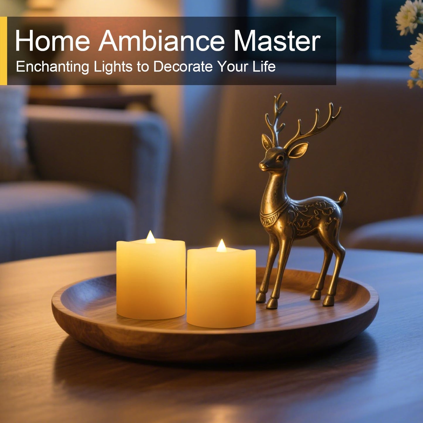 Genwelled Life Plus 3x3 Flameless Candles with Remote Set of 2, 3 inch Battery Candles Flickering with Timer, LED Pillar Candle for Indoor/Outdoor, Lvory White