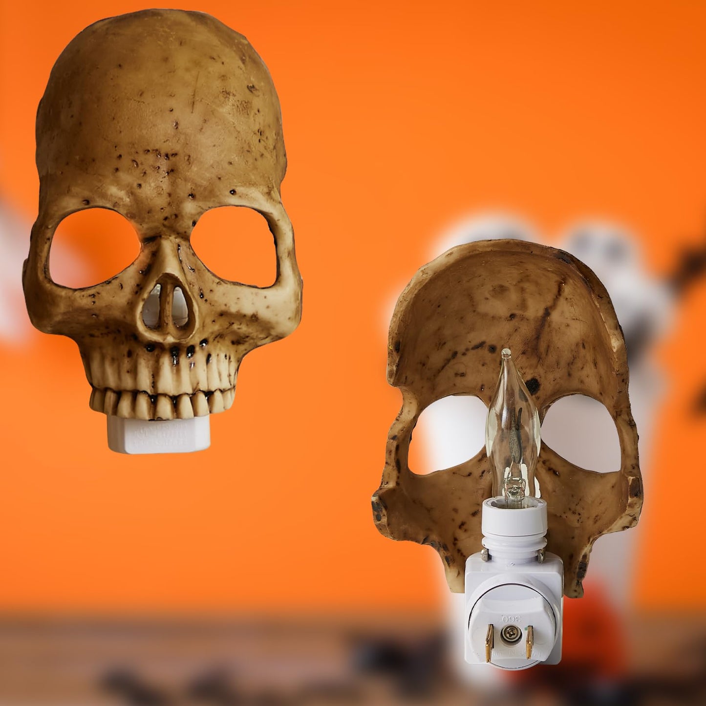 chefensty Skull Night Light, 2026 New Skeleton Night Light, Halloween Horrible Light Decoration for Halloween Party and Home Decor (Grey)