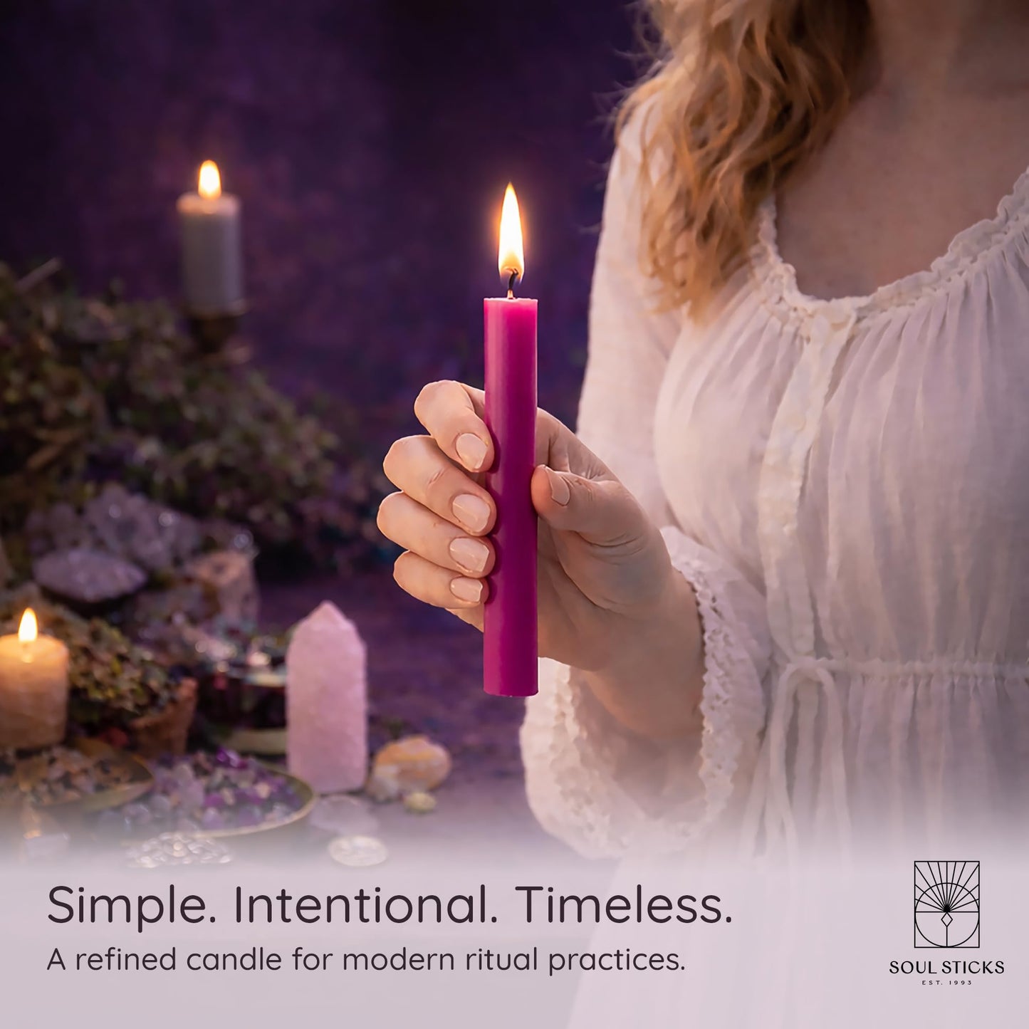 SOUL STICKS Luck Magic Spell Chime Taper Candles 20 Pack - Ideal for Altar, Rituals, Ceremonies, Meditation Pink Candle for Witchcraft Supplies, Wiccan Supplies, Candles Clearance