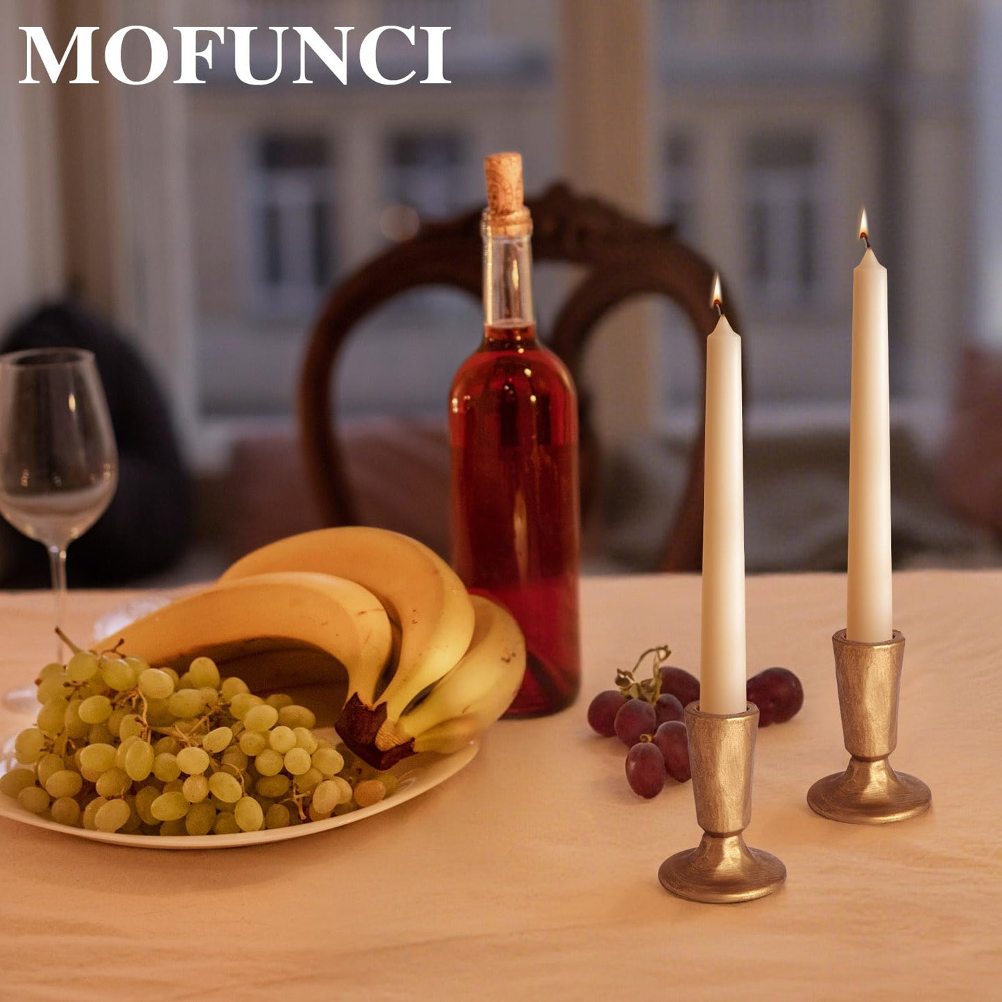 Mofunci Retro Iron Candlestick Holders Set of 2, Gold Candle Holders Heavy Weight, Taper Candle Holders Perfect for Dining Table, Wedding, Party, Mantel