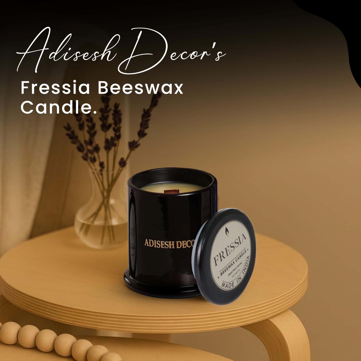 Adisesh Decor Long-Lasting Fressia Bees Wax Candle | Scented Candles for Home Decoration | 70+ Hour Burn Time Hand-Poured in Glass Jar | Bright, Uplifting, and Slightly Fruity Fragrance