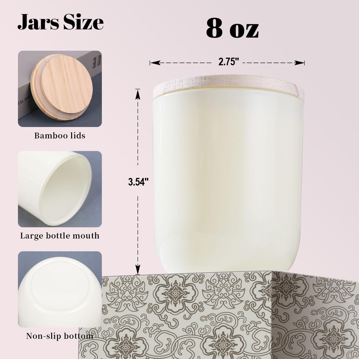 LETINE White Candle Jars 8 oz - 12PCS Glass Candle Vessels with Lids for Candle Making Supplies, Home Storage & Wedding Gifts | Versatile Candle Containers for Making Candles & DIY Crafts