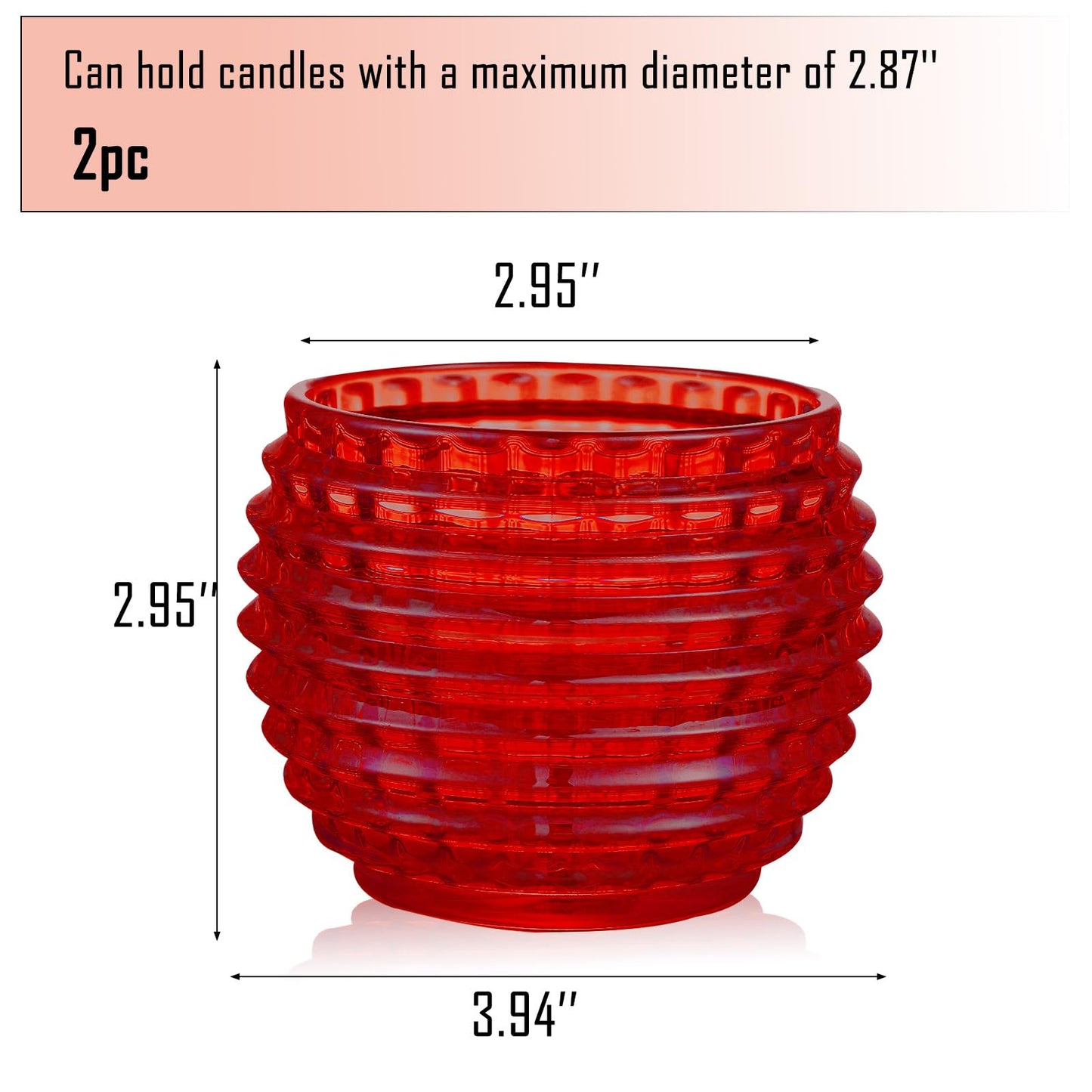 TkoYuHm 2 Pack Red Glass Votive Candle Holders for Home Decor Round Bubble Tea Light Holder for Valentine’s Day Table Centerpiece Wedding