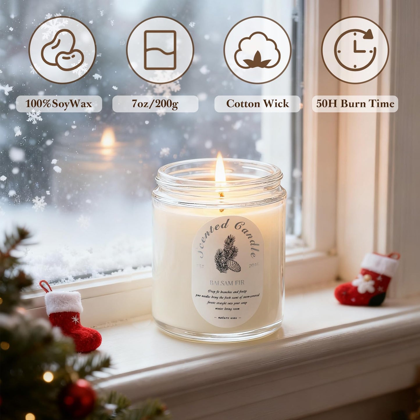 Scented Candle Gift Set, 4 Pack 28oz Soy Wax Scented Candles for Home – Cinnamon Apple, Balsam Fir, Vanilla Bean, Cedarwood & Amber – Cozy Aromatherapy Candles for Holiday & Home Decor Gifts