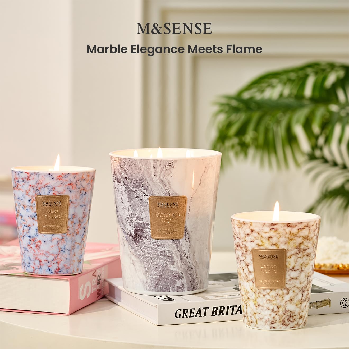 M&SENSE Extra Large Candle 35oz 150H Sugared Lemon Zest Scented Candle, 3 Wick Highly Scented Jar Candle, XL Candles Gift for Stress Relief, Meditation, Yoga