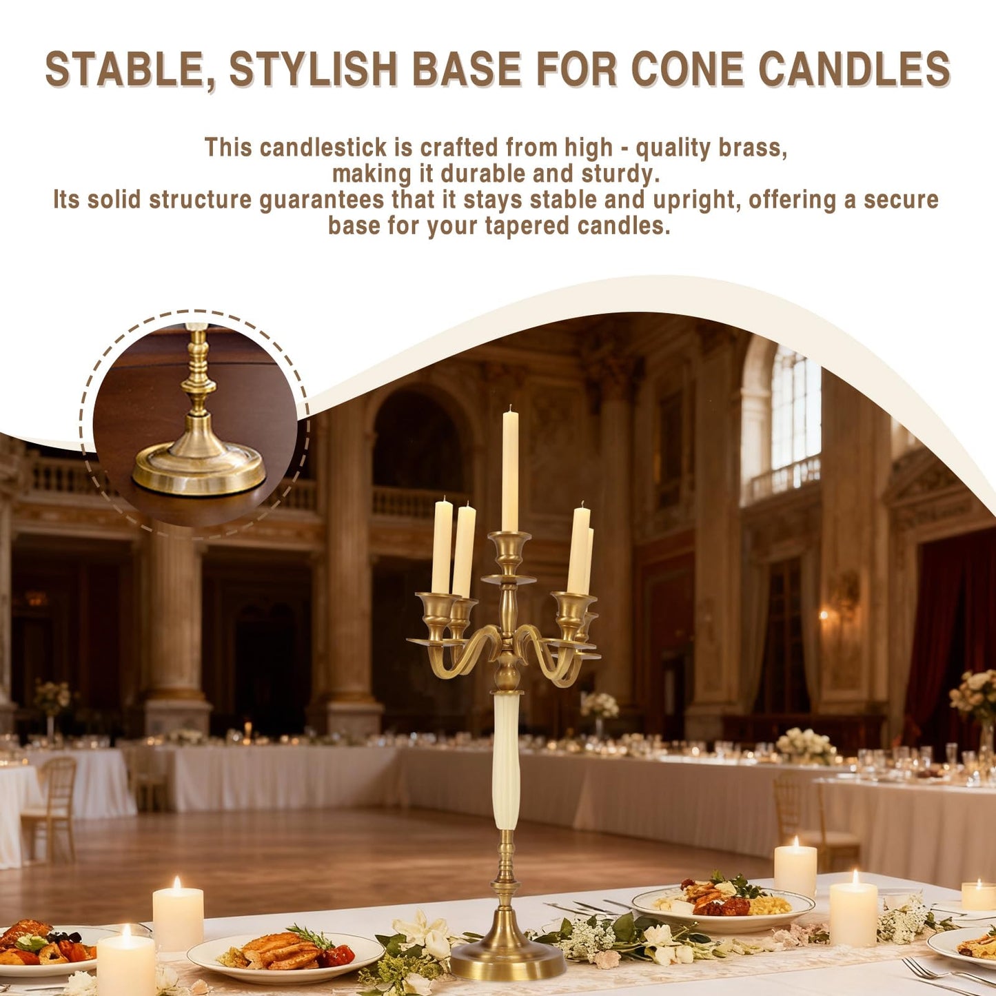 5-Head Metal Candelabra – Elegant Candlestick Holders for Wedding, Dining Table, Xmas Party, and Home Decor