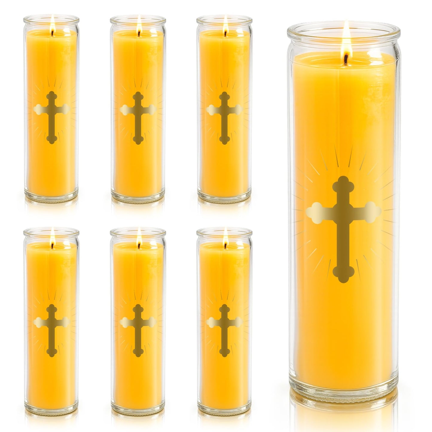 ARQRHTLY 6 Pcs Beeswax Prayer Candles 7 Day Devotional Candle in Glass 100 Hours Long Burn Time Religious Catholic Christian Spiritual Decor for Memorials Vigil Church Home Altar Bless Novena