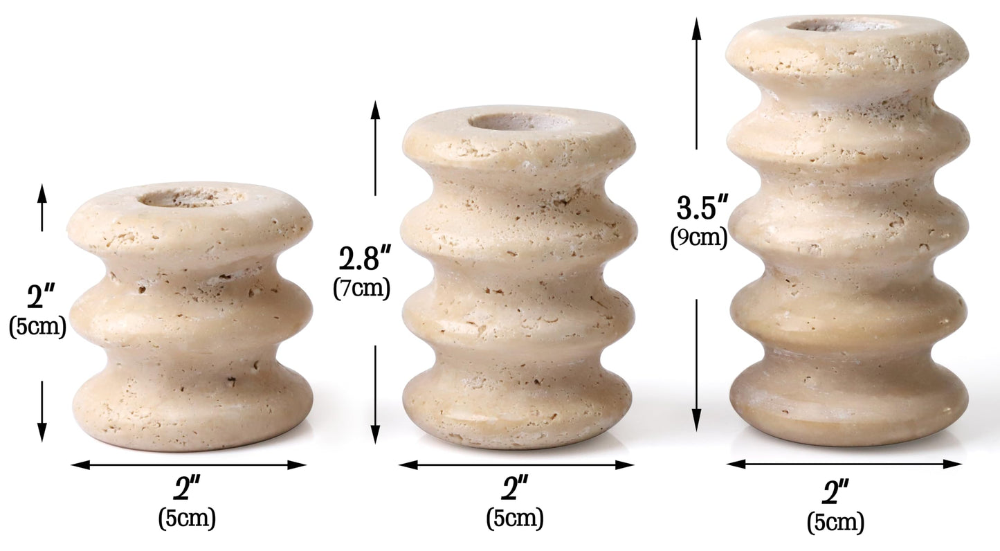 Vixdonos Natural Stone Candle Holder Set of 3 Taper Candle Candlestick Mantle Candle Stand for Home Decor,Wedding,Party and Table Centerpieces(White)