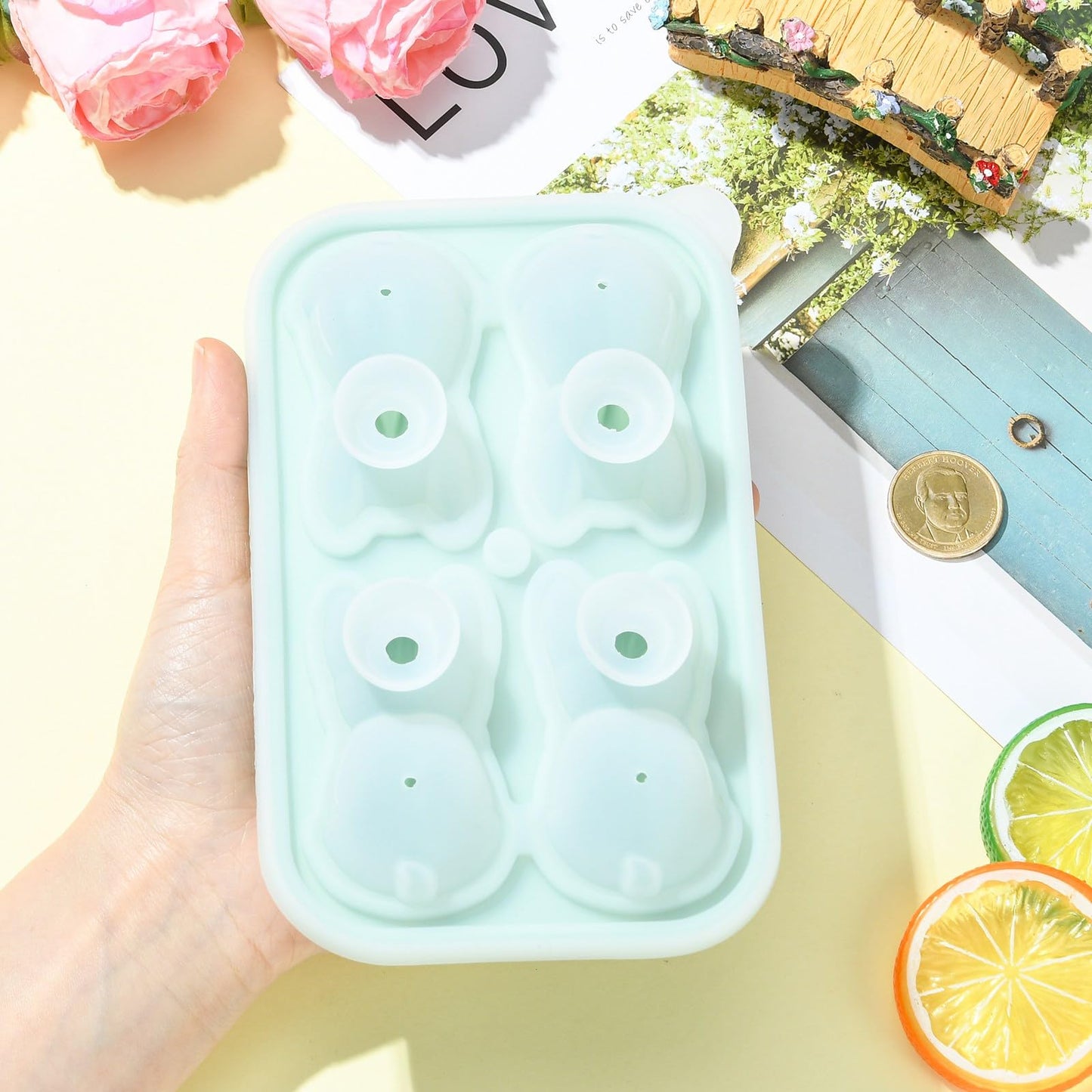 Gythara 3D Bulldog Theme Silicone Ice Molds Animal Cartoon Lovely Dog Molds for DIY Party Epoxy Resin Cocktails Ice Casting Drink Candle Craft Decor