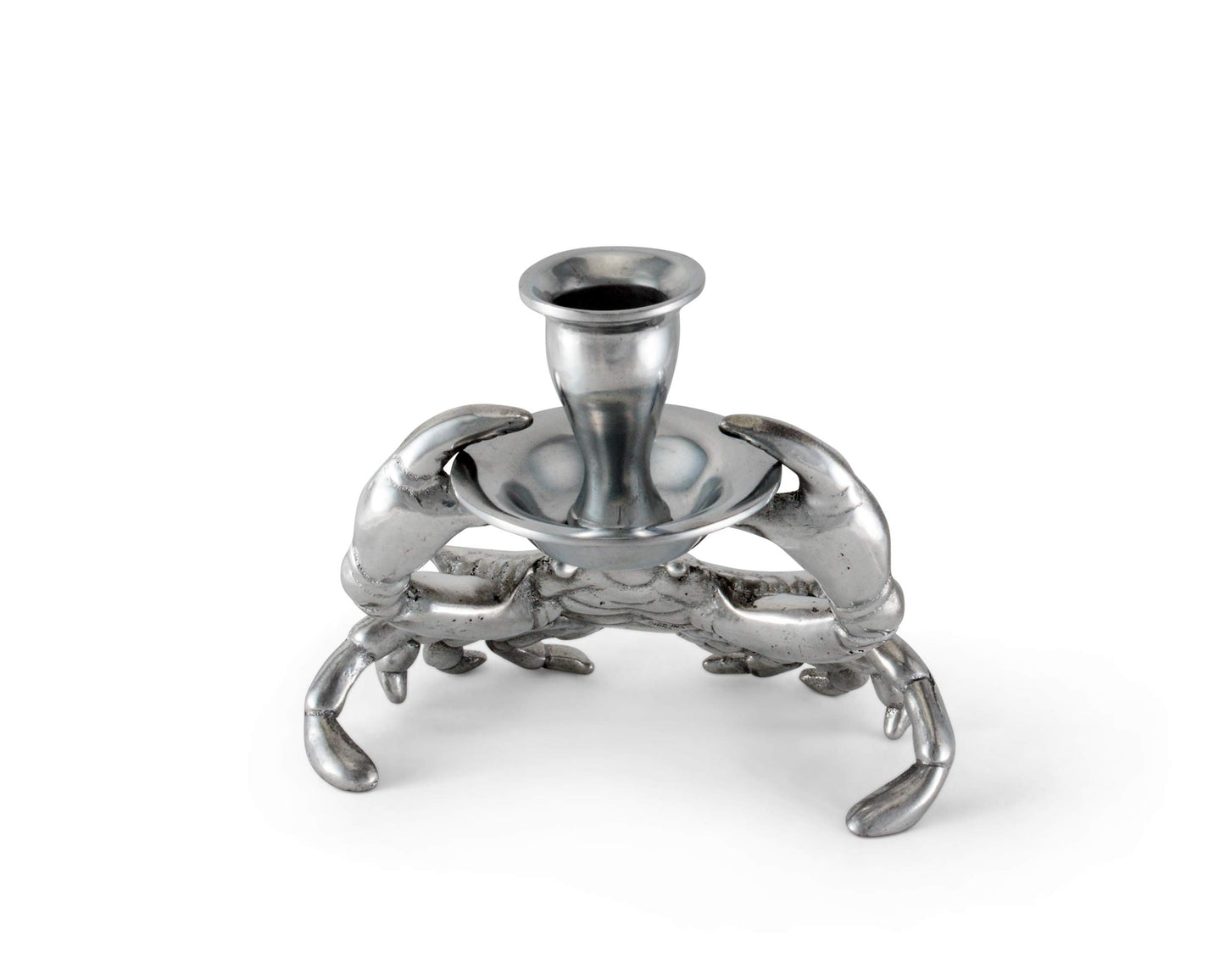 Arthur Court Aluminum Metal Crab Candle Holders/Candlestick - Perfect for Outdoor Table or Ocean/sea décor Quality Durable Silver Metal 5.5 inch Tall