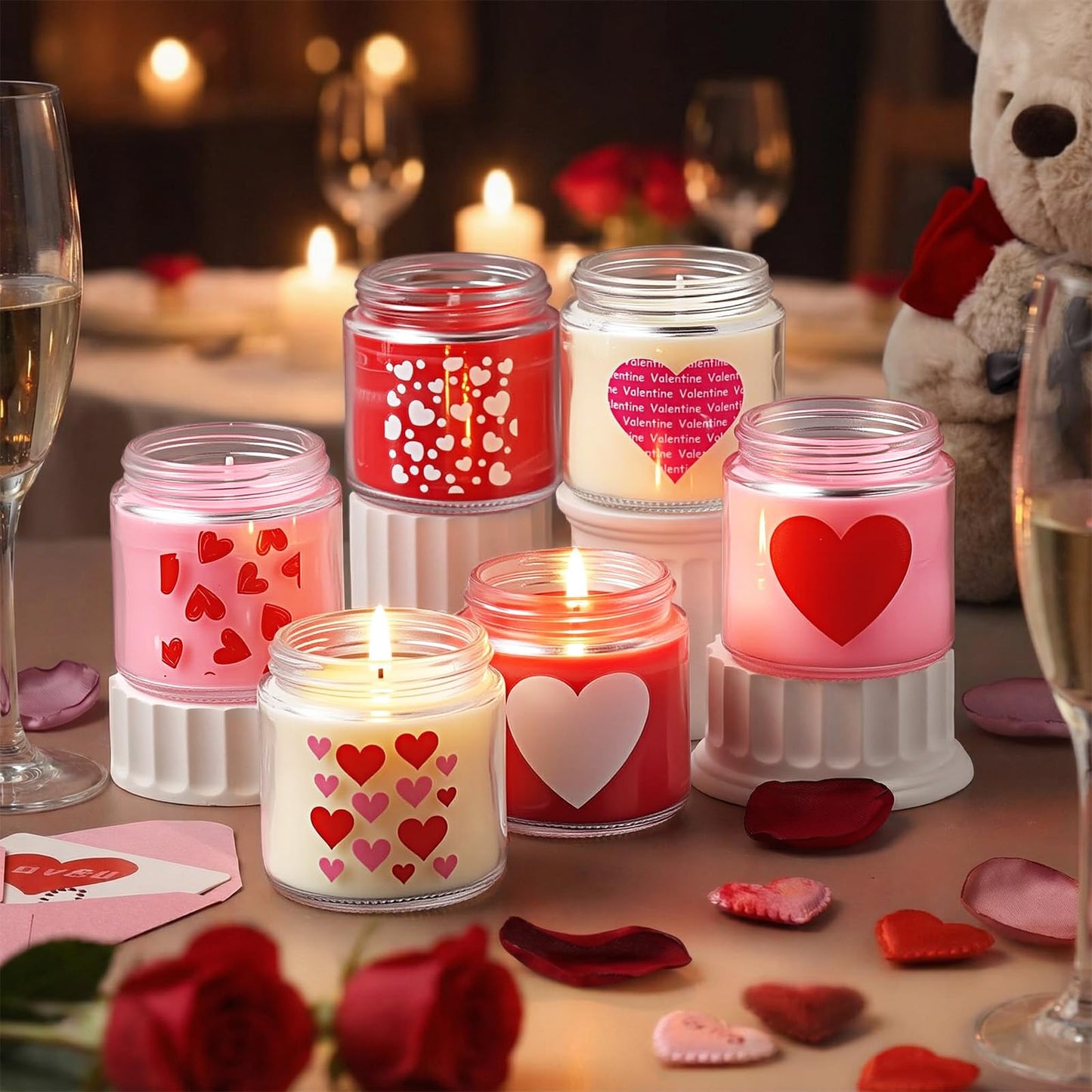 Sumind 6 Pcs Valentine's Scented Candle Gifts for Her Girlfriend Wife Long Lasting Burning Aromatherapy Heart Candle for Men Husband Boyfriend Romantic Anniversary Candles Gifts Valentine Deco
