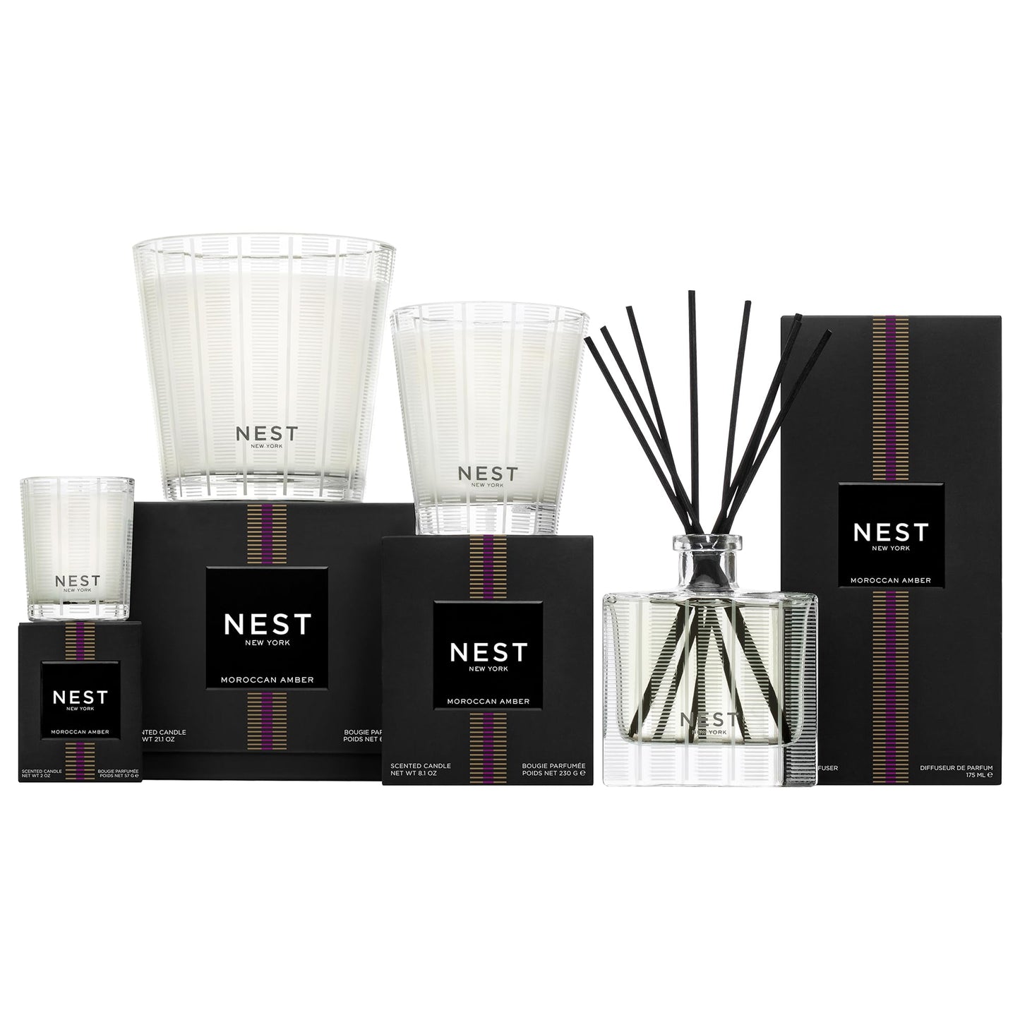NEST New York Scented Votive Candle, Moroccan Amber - 2 oz - Up to 28-Hour Burn Time - Reusable Glass Vessel