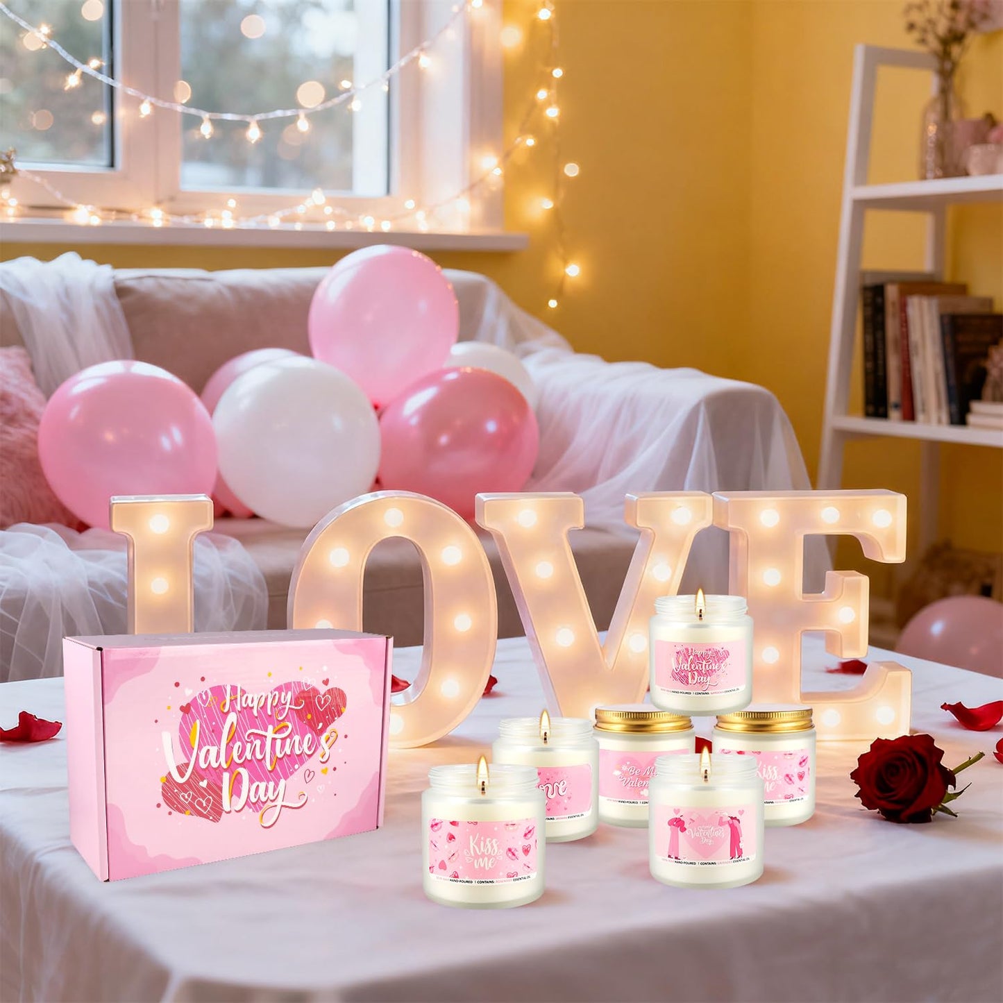 Set of 12 Valentines Scented Candles -3.5oz Romantic Candle Gifts,Wife, Girlfriend,Wedding Day,Anniversary, Long Lasting Soy Candles