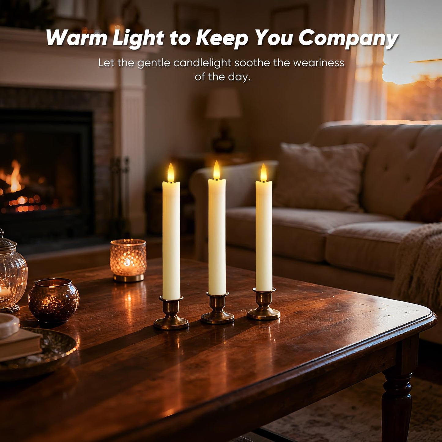 Meigic 7 Inches Flameless Taper Candles with Remote Timer, Real Wax Ivory Short Led Candlesticks, 3D Wick Light Battery Operated Candlesticks for Christmas Home Wedding Table Decor, 6 Pcs