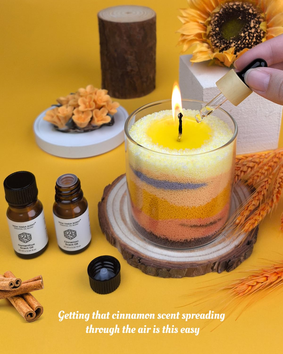 Golden Wheatfield DIY Pearled Candle Sand Set - 11 Oz Sand Wax Beads (6 Colors), 2x10ml Scented Essential Oils, 4 Reusable Wicks, Glass Cup & Spoon, Home Decor & Handmade Gift & Craft Enthusiasts