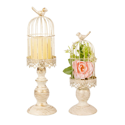 Pack of 2-Piece Birdcage Candle Holder, Vintage Candle Stick Holders, Wedding Candle Centerpieces for Tables, Iron Candlestick Holder Home Decor