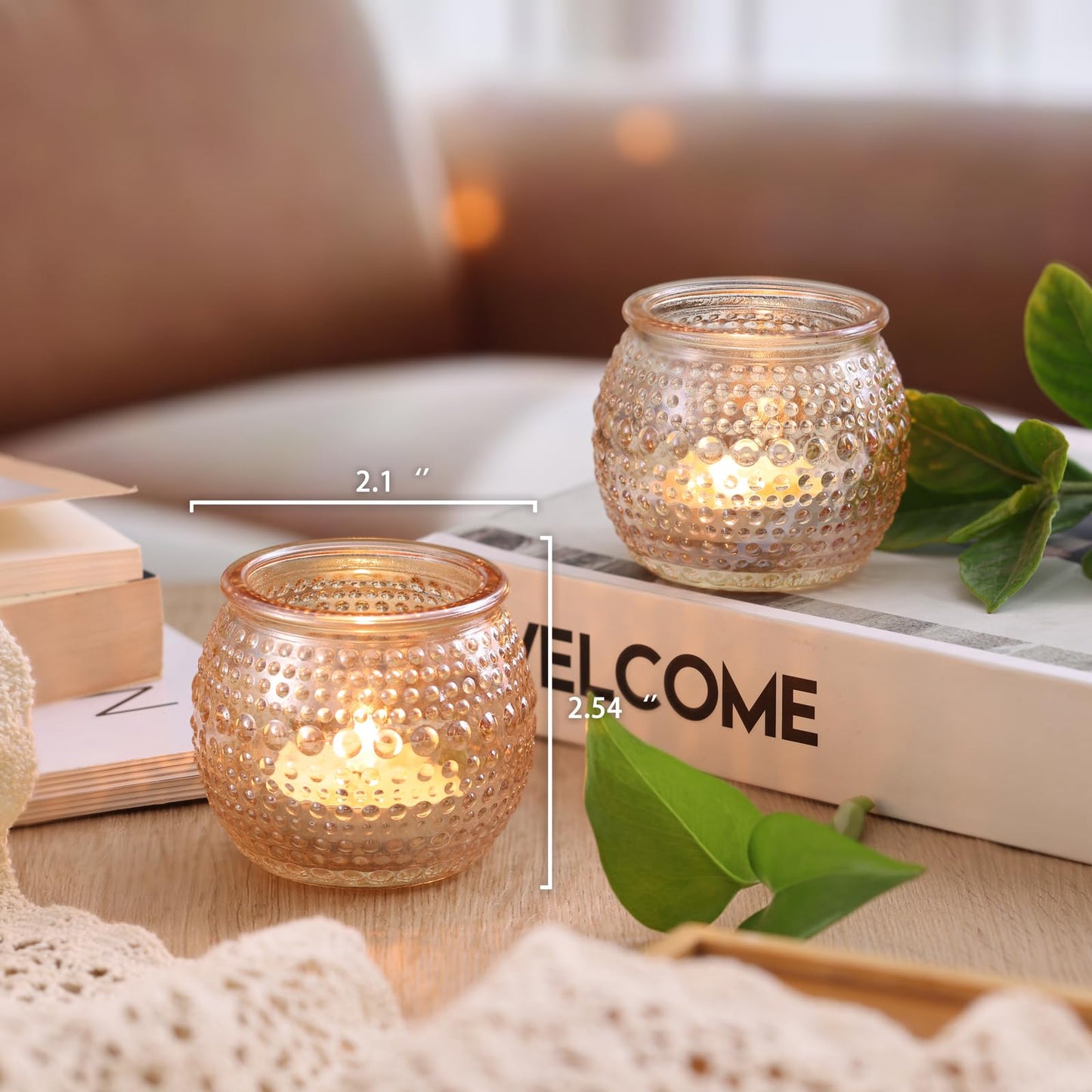 40 Pcs Gold Votive Candle Holders, Round Tea Light Candle Holders with Polka Dot Embossed, Gold Table Centerpieces for Weddings, Home Decor, Baby Shower, Special Occasions